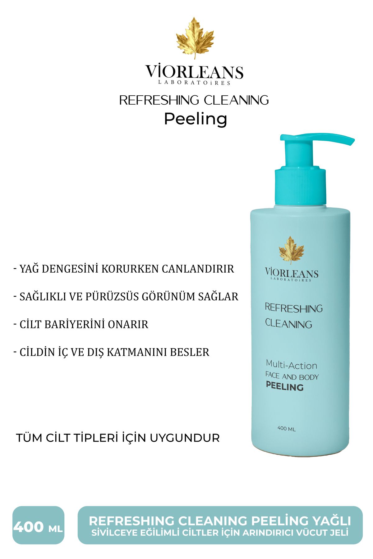 viorleans laboratoires Cleaning Peeling Yağlı Sivilceye Eğilimli Ciltler İçin Arındırıcı Vücut Jeli