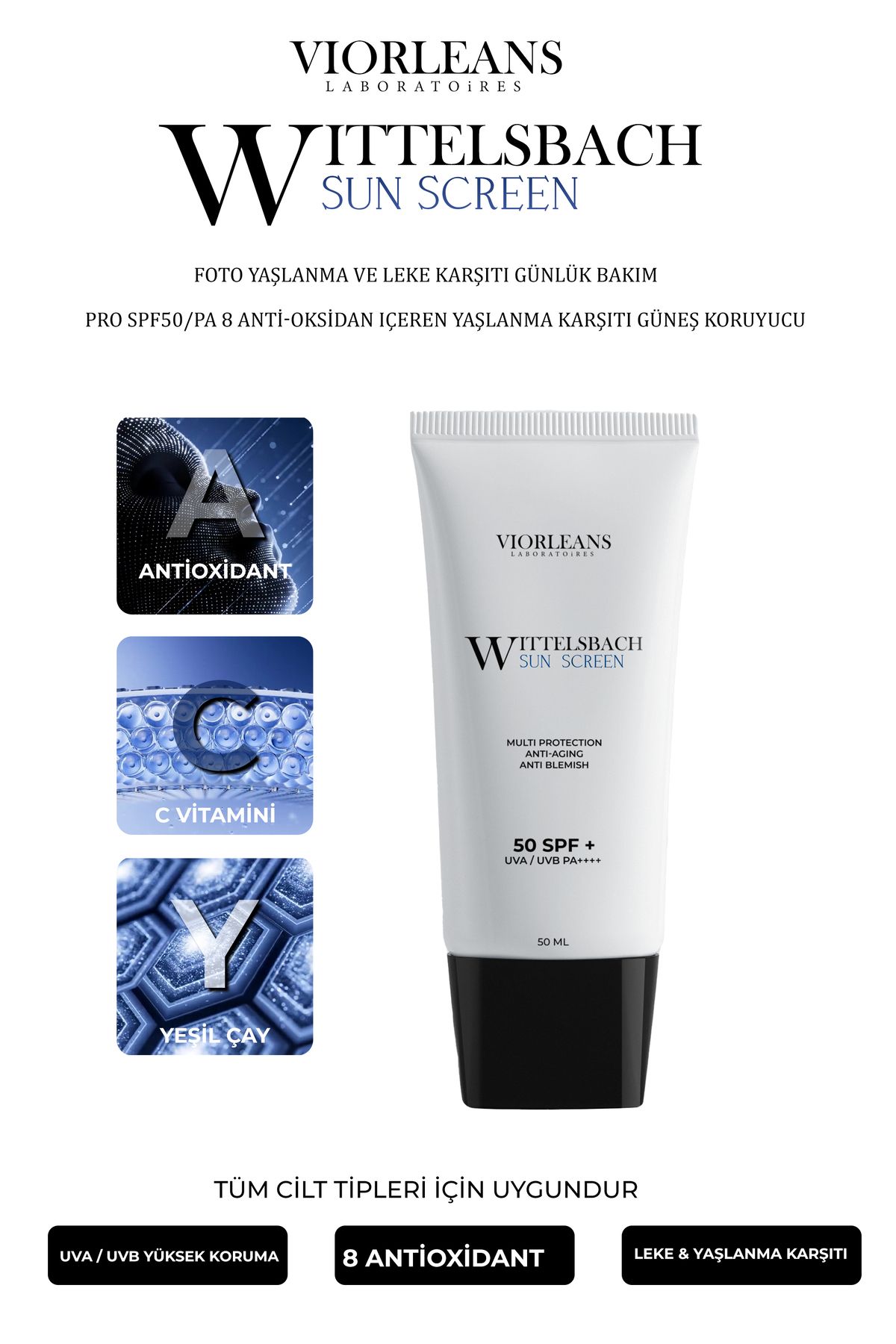 viorleans laboratoires WITTELSBACH Yaşlanma Ve Leke Karşıtı 50 Spf/Pa++++ JEL Antioxidant Güneş Koruyucu