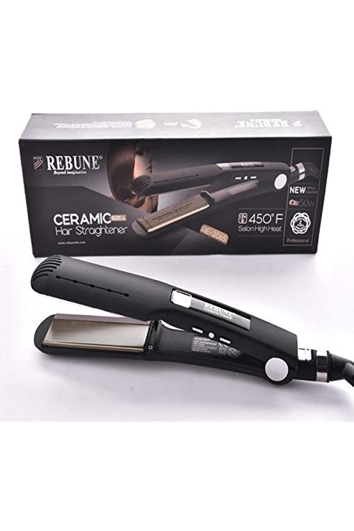 rebune-Hair Straightener - Black - Ceramic Plate 1