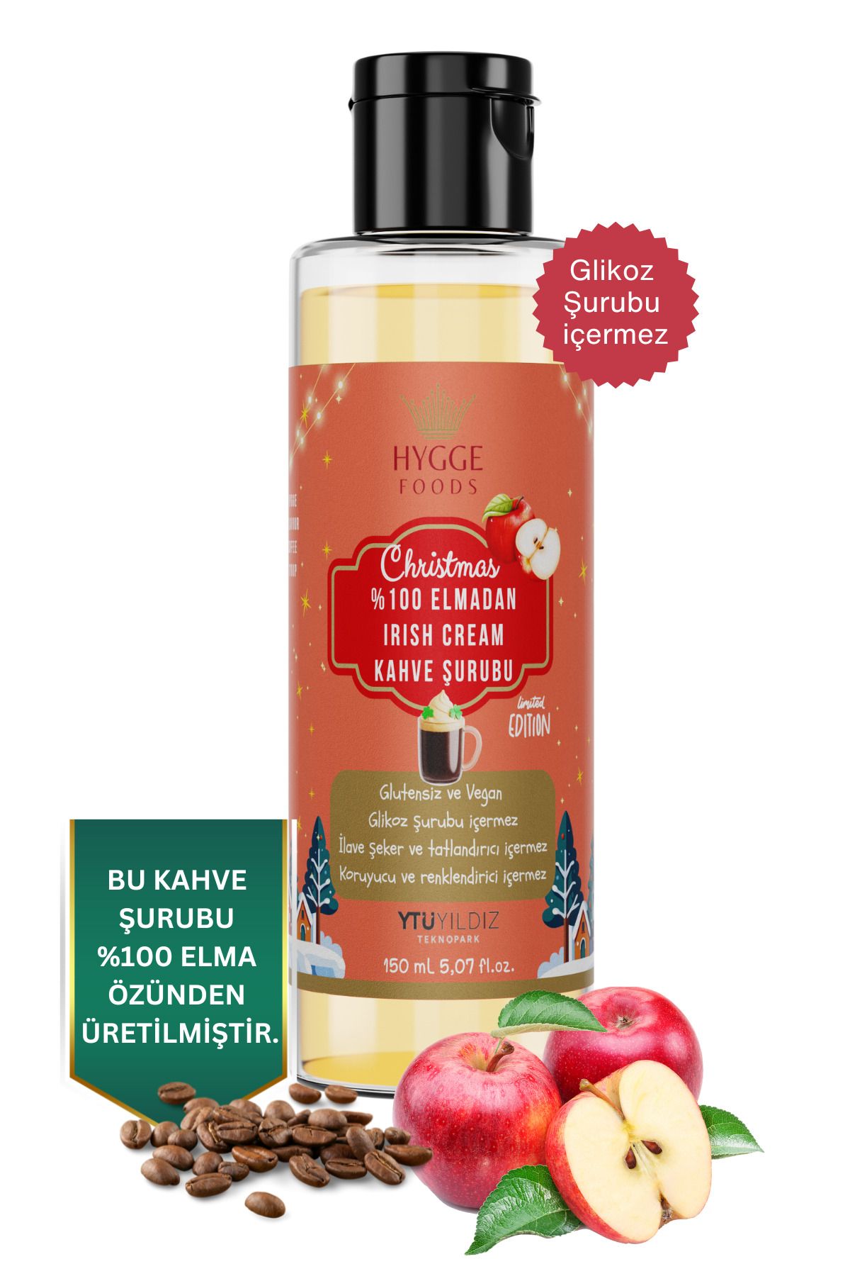 Hyggefoods Hygge %100 Elmadan Kahve Şurubu Irish Cream Yılbaşı Özel Seri Koruyucu Ve Glikoz Içermez 150m