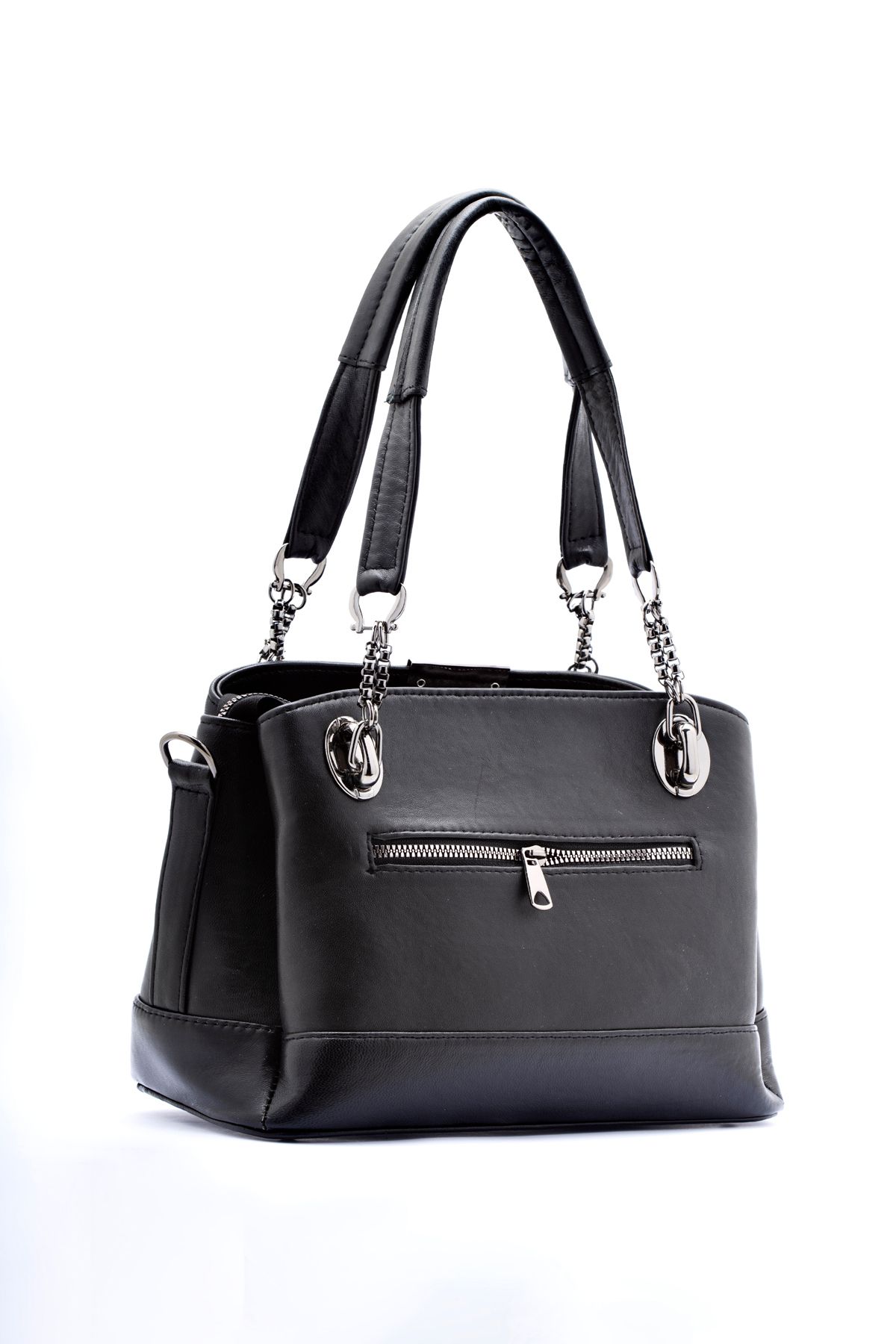 CüzCan-Large Volume Black Women's Leather Hand and Shoulder Bag 2
