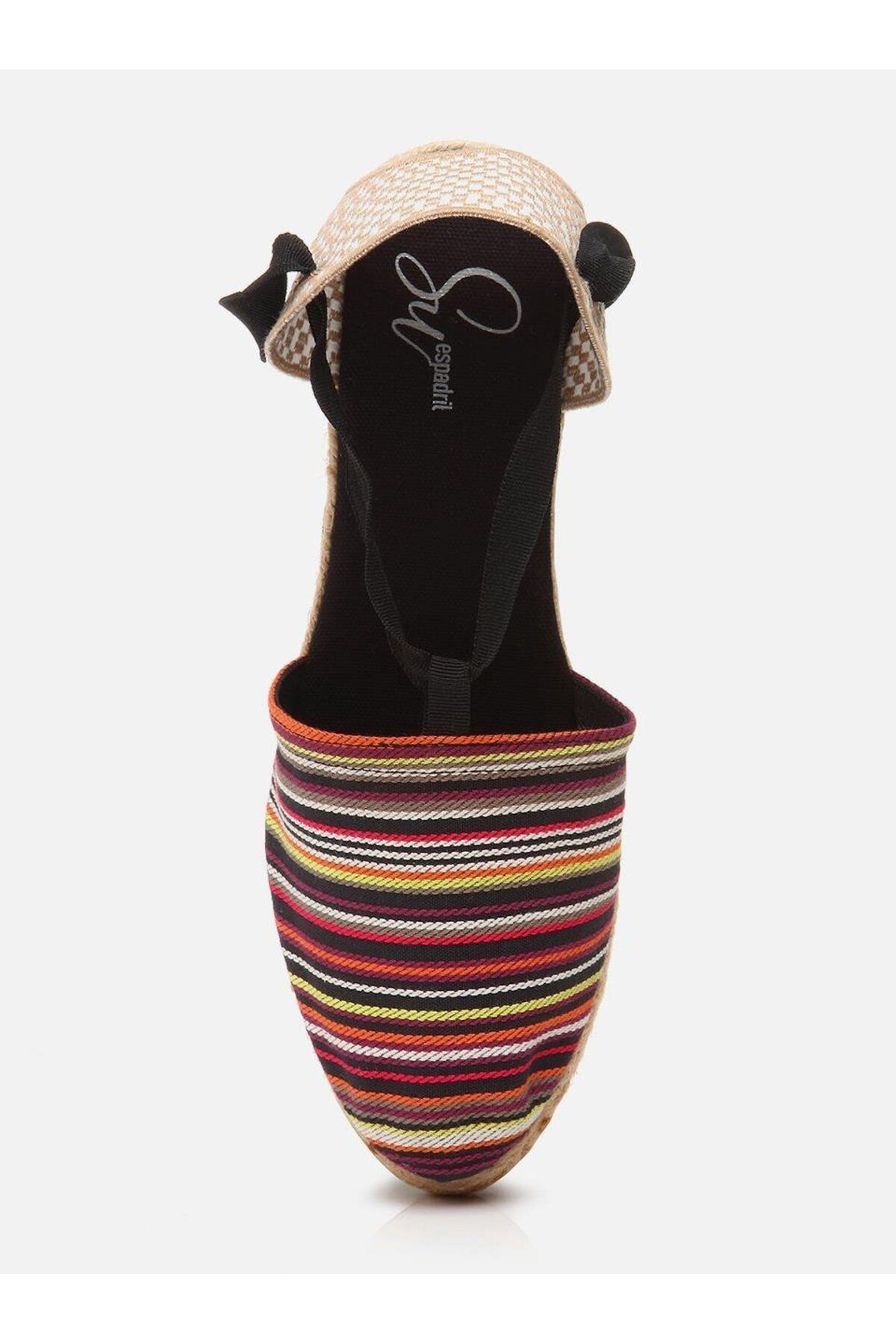 اسپادریل مشکی زنانه یاقوت سیاه پوست پاشنه پا Su Espadril