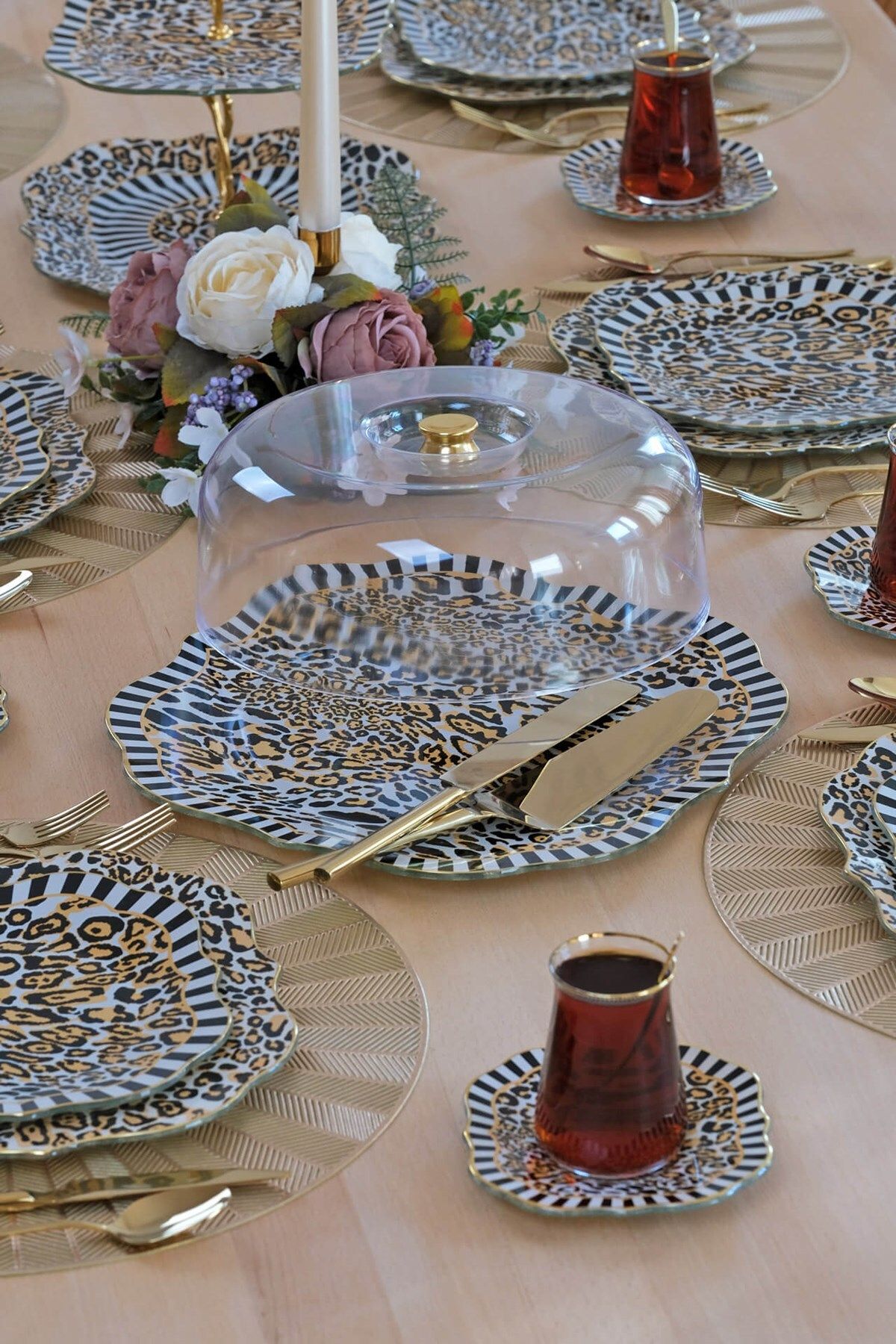 Glore-Leopard Gold Gilded Glass Cake Bowl 2
