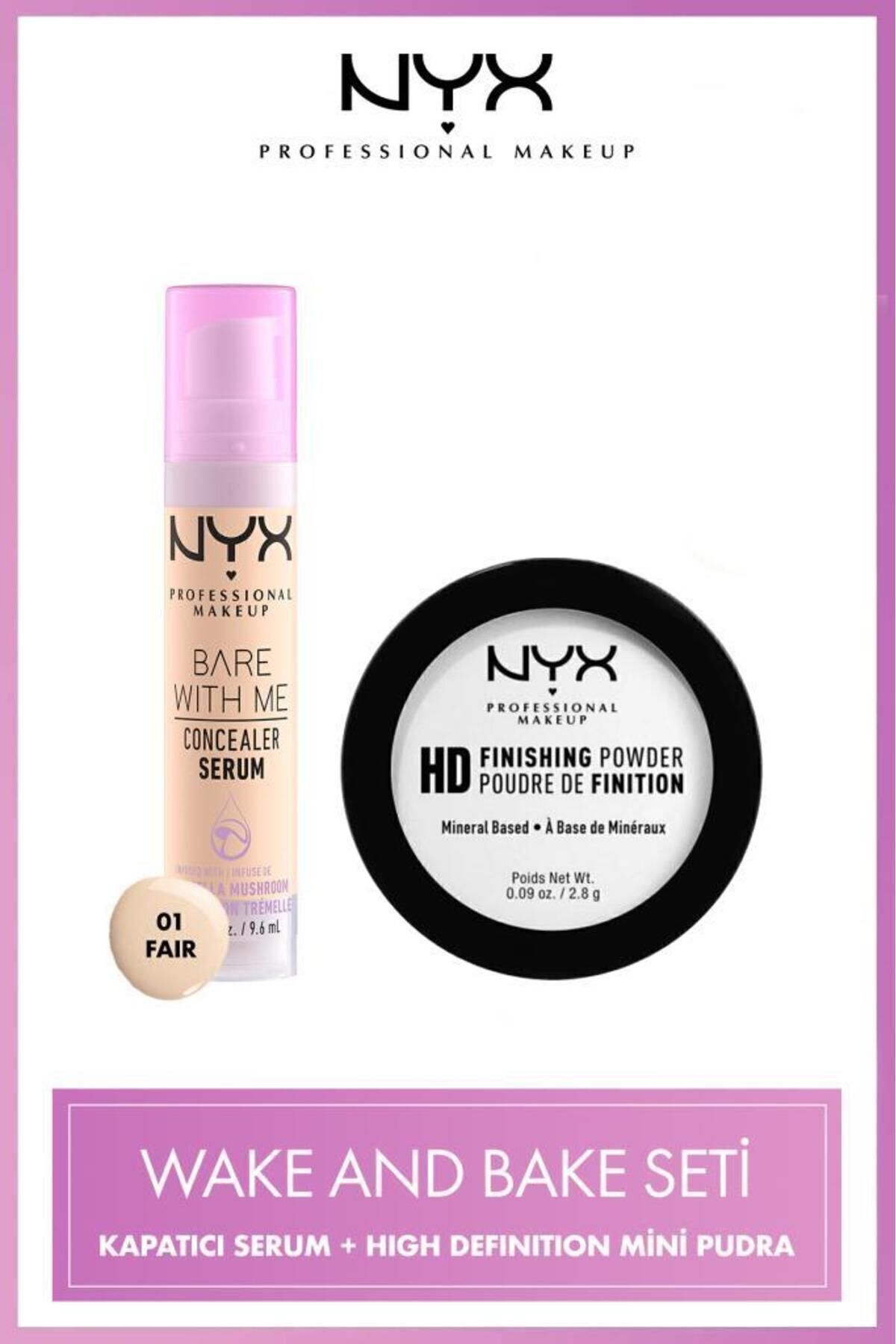 سرم کانسیلر آرایش حرفه ای NYX Bare With Me 01 Fair & Mini Powder Serum