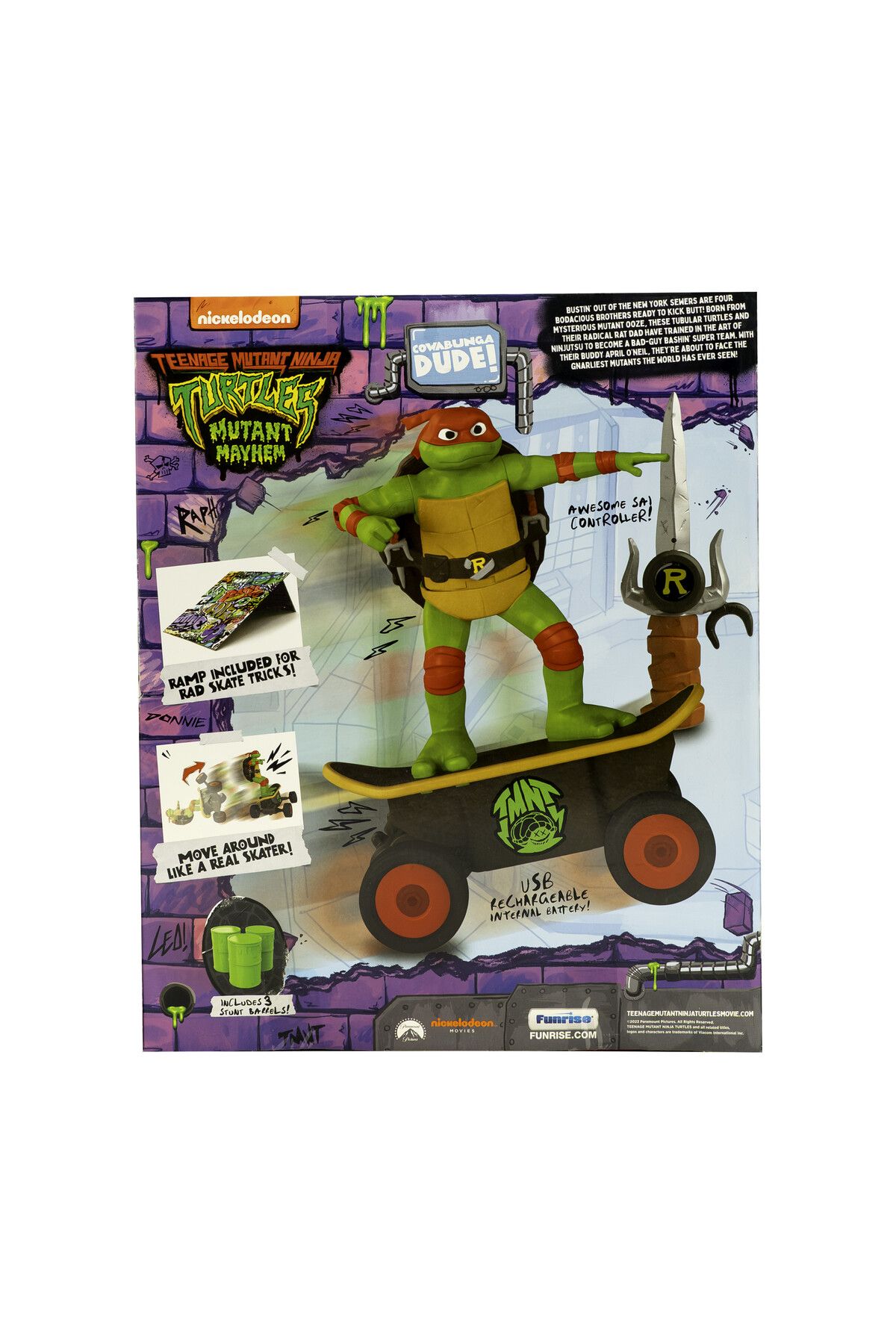 TMNT-Teenage Mutant Ninja Turtles Movie Remote Control Cowabunga Skate Battery Operated 2