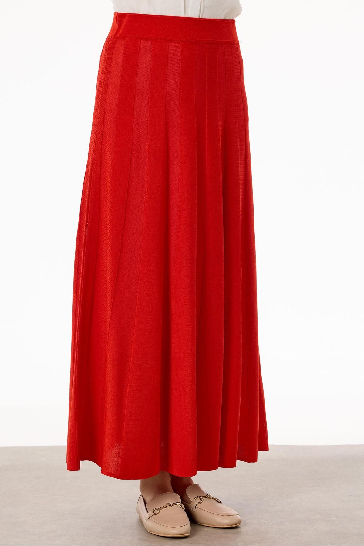 Tığ Triko-Rayon Vest Skirt Set - Mercan 3