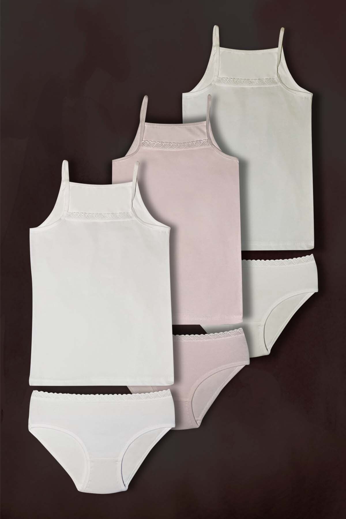 3PCS GIRL HEART LACE UNDERSHIRT PANTY LAUNDRY SET