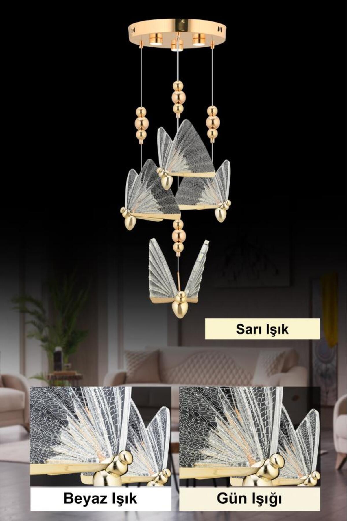 Istanbul Chandelier Silk 4pcs Gold Led 3 Colors Modern Led Chandelier