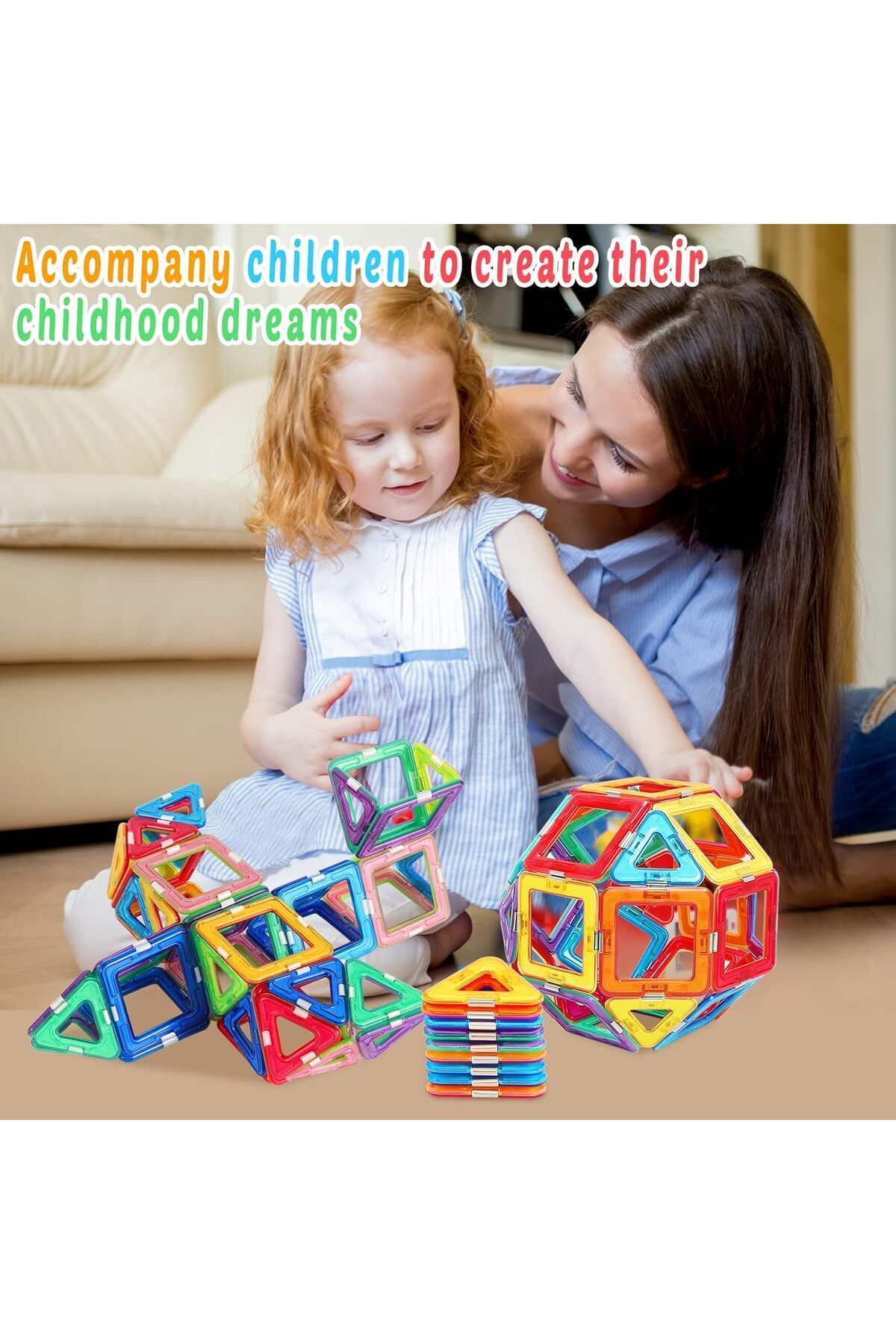 Yelajoy-Magnetic Building Block Set,191 Pieces,geometric Shapes,promotes Children 3d Structure Recognition 6