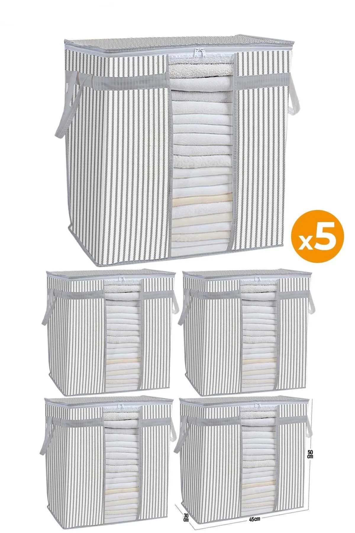 teknotrust Pencereli Saklama Çantası Hurç, 30x45x50 cm, Gri ve Beyaz, 5'li set