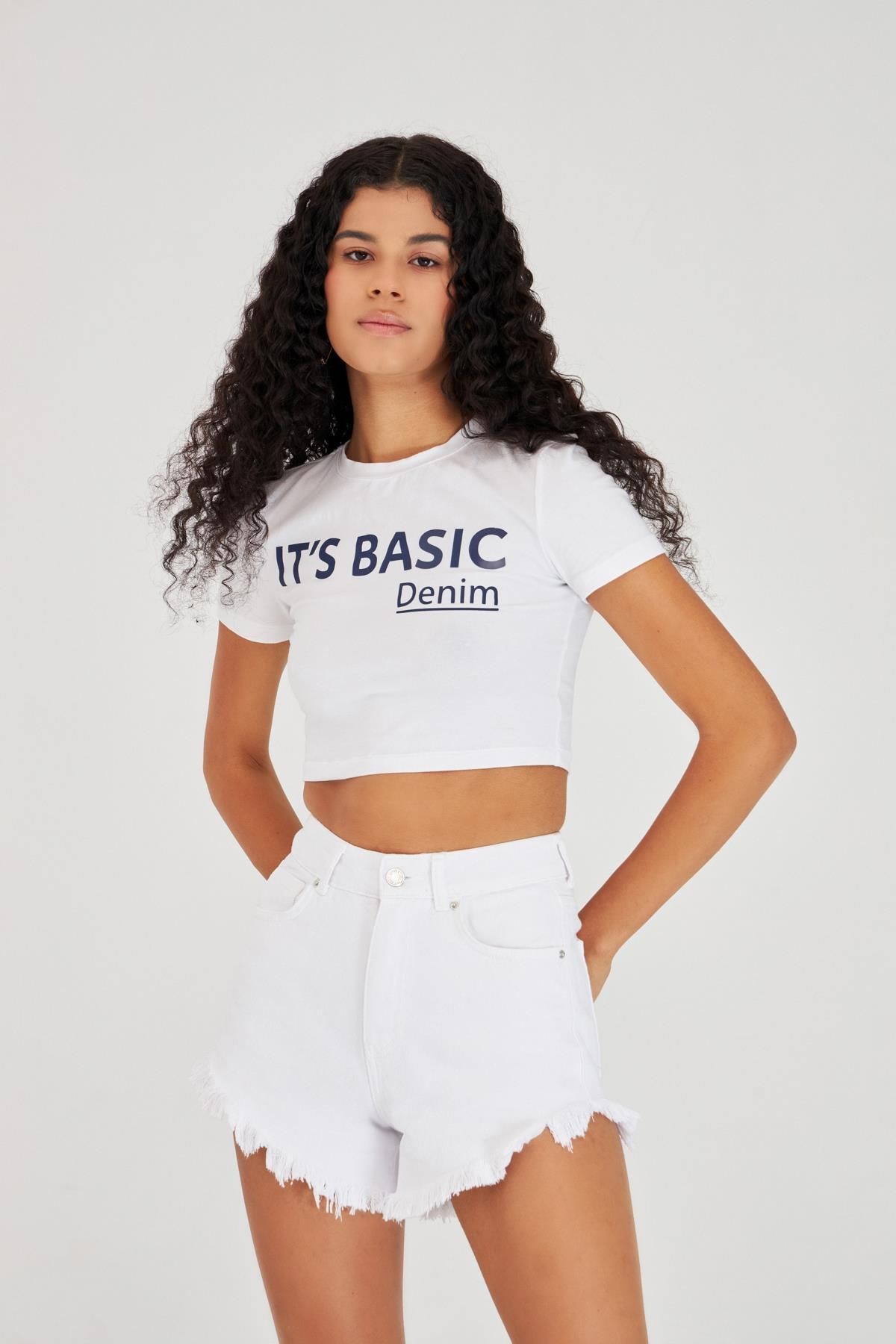 its basic-Biele mini dámske džínsové šortky 6