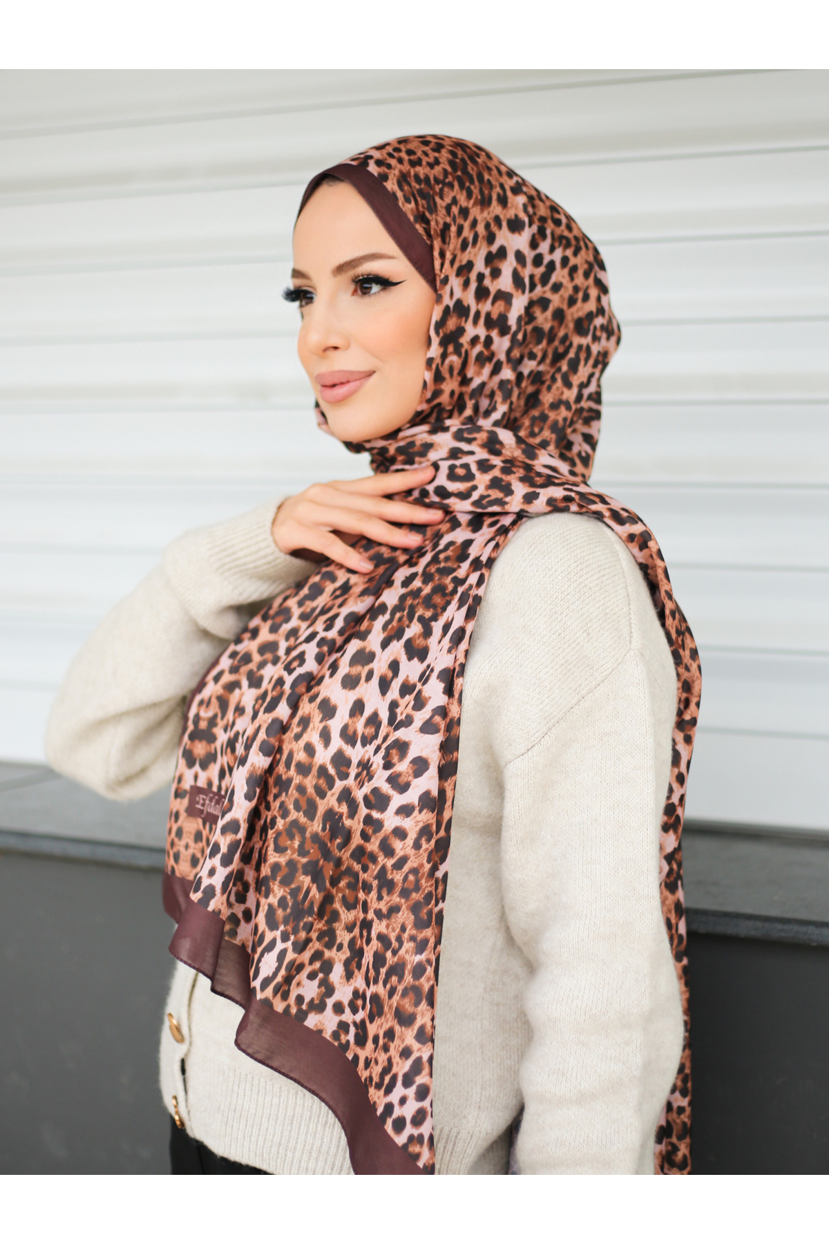 efdal şal eşarp-Leopard Pattern Soft Shawl 2