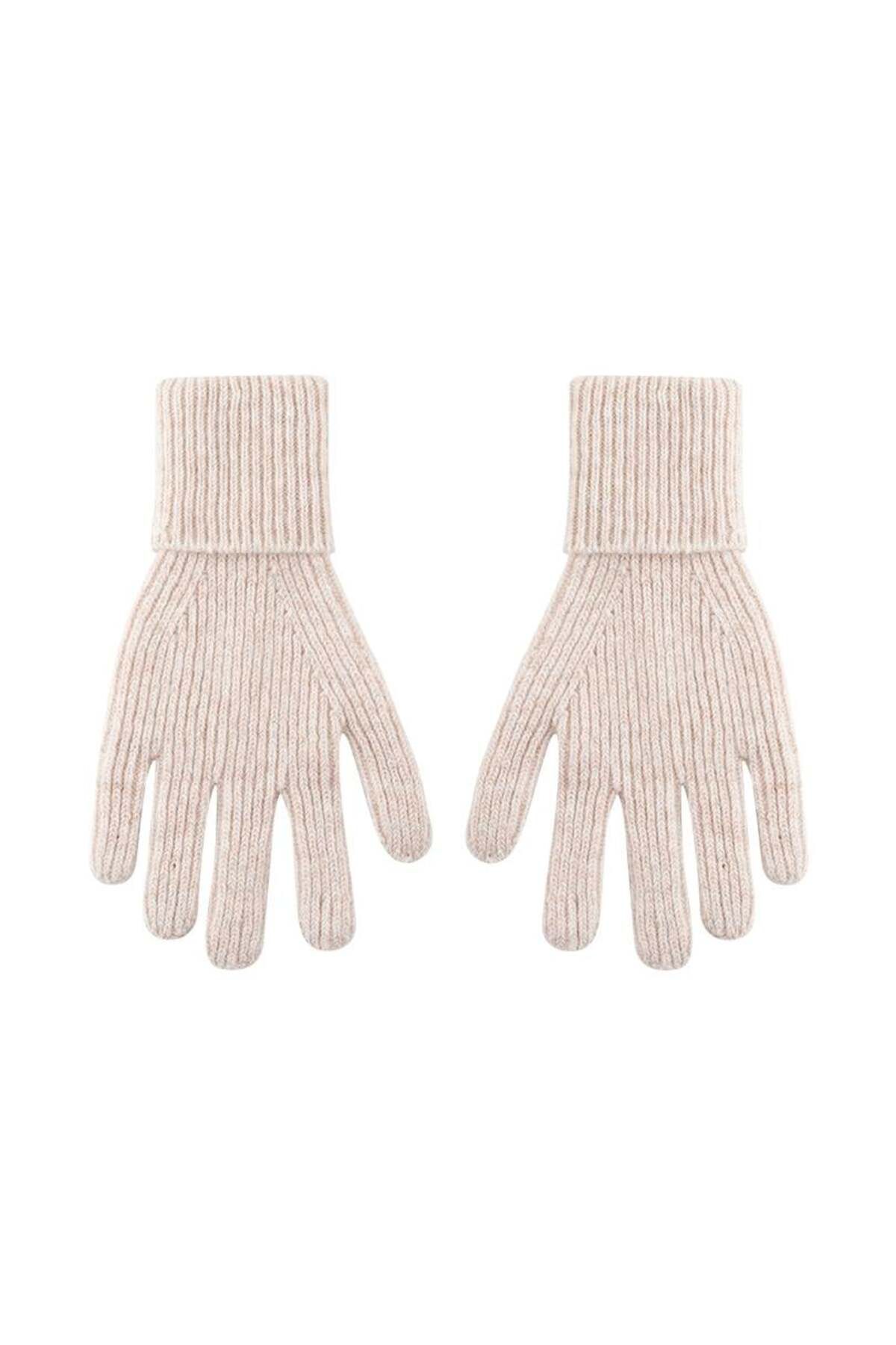 RİVUS-Wool Blended Knitwear Gloves - Beige 2