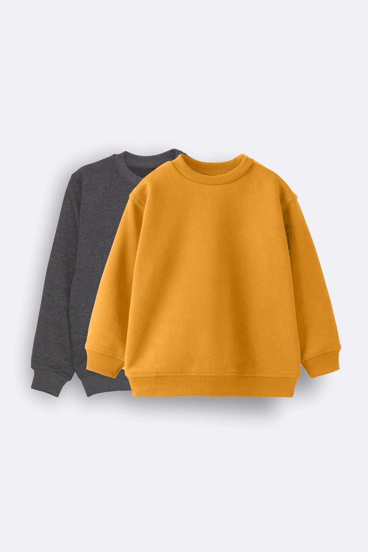 2'li Basic Şardonlu Çocuk Sweatshirt 3-10 Yaş Hardal-Antrasit