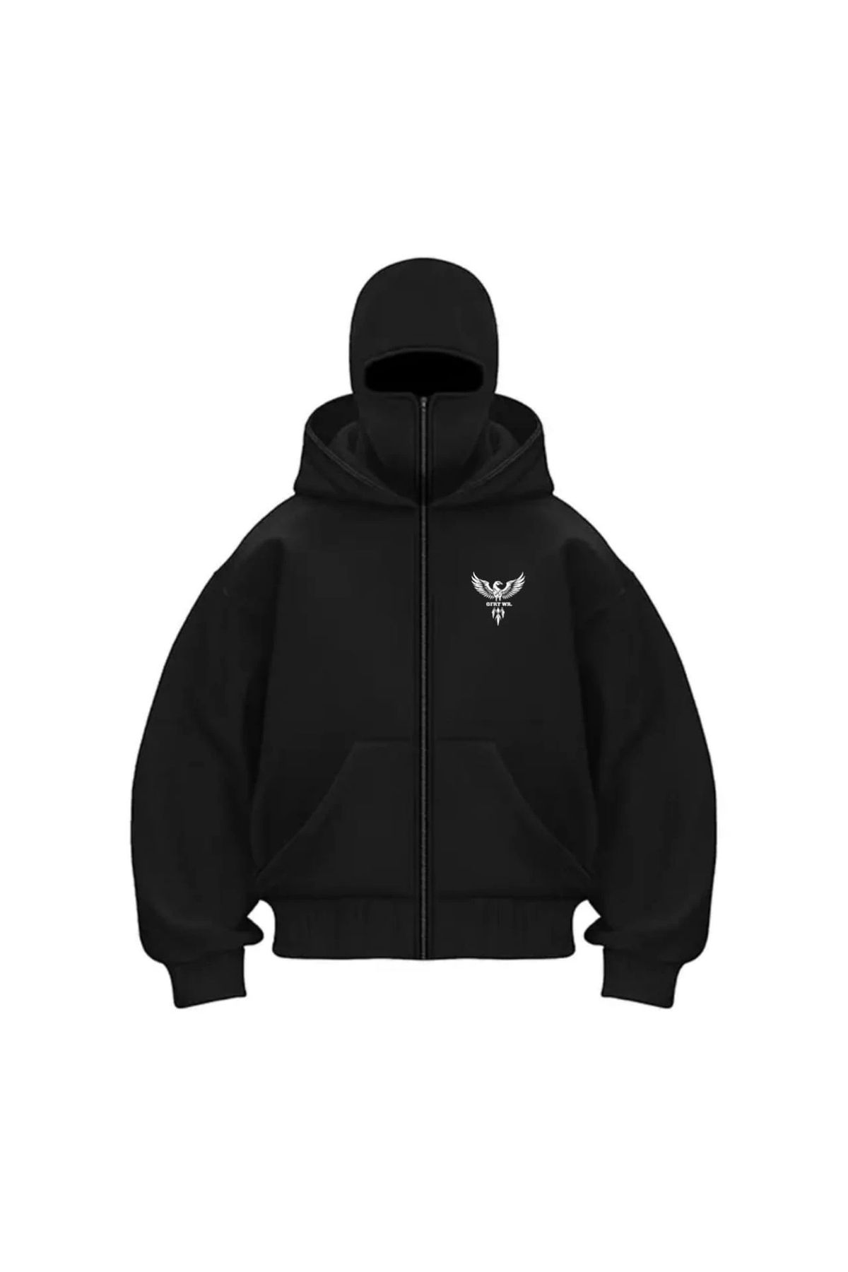 1blood KKW Full Zip Siyah 1BLOOD NAKIŞLI KAPÜŞONLU HIRKA