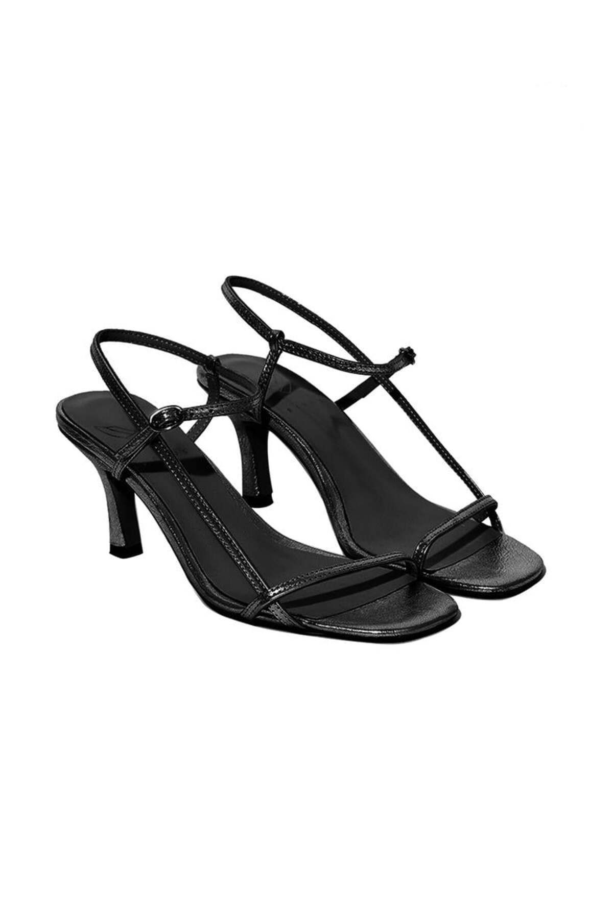 RİVUS-Thin Strap Low Heel Shoes - Black 1