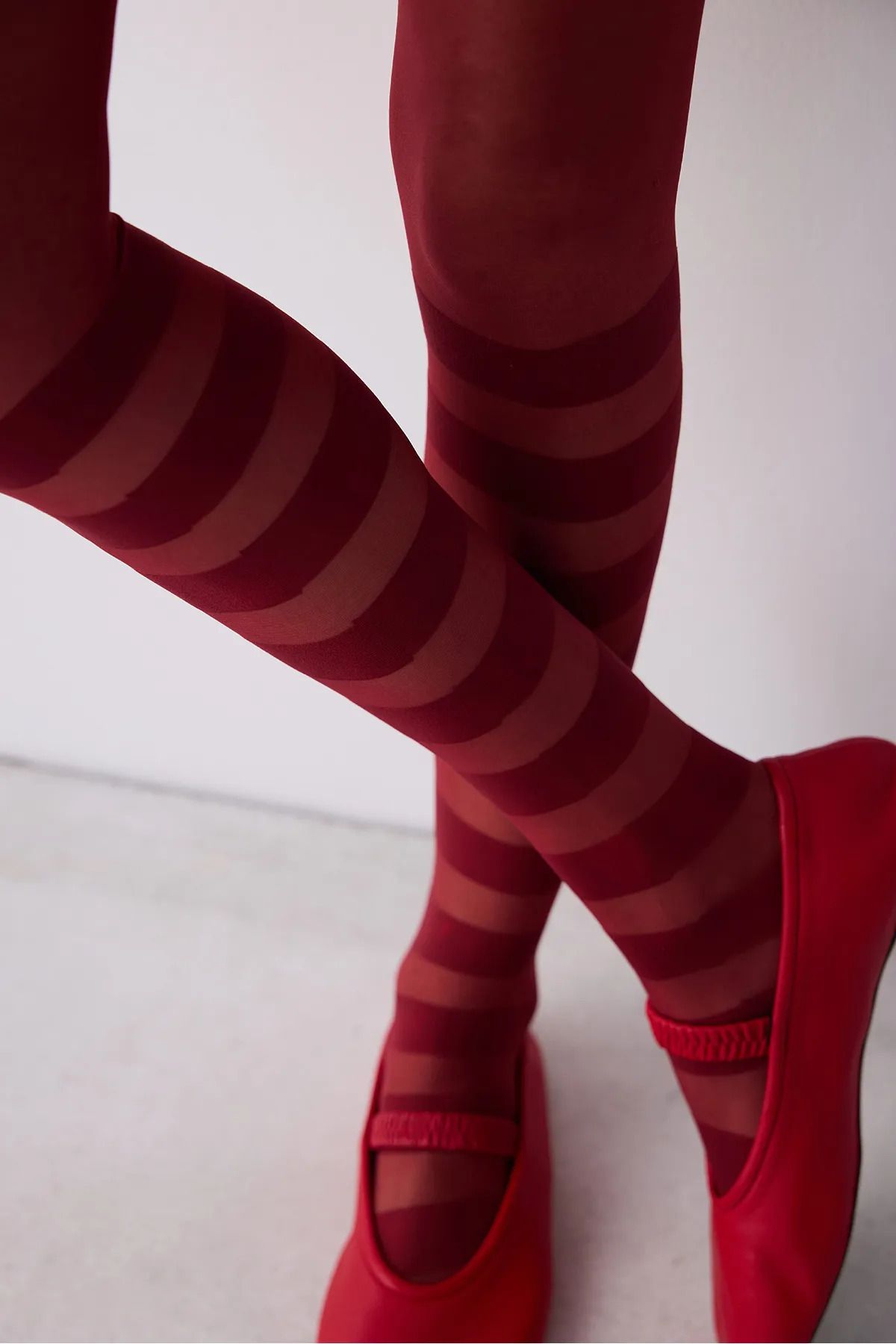 Penti-Red Striped Patterned Women's Stripe Pantyhose 3