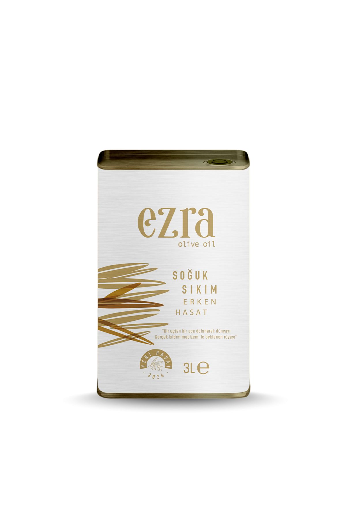 Ezra Olive Oil Naturel Sızma Soğuk Sıkım, Erken Hasat 3 Litre Zeytinyağı 2024 Hasadı