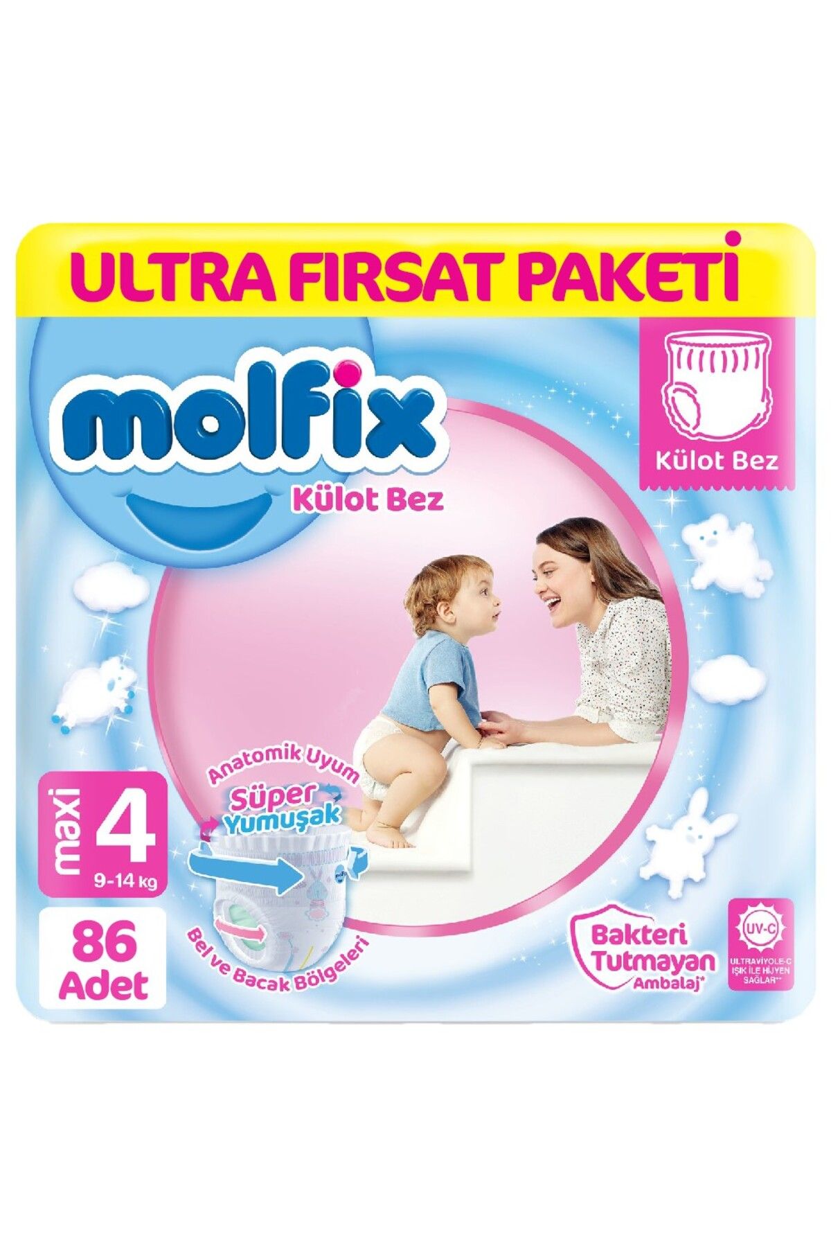 NessiWorld Molfix Külot Bez Ultra Fırsat Paketi 4 Beden 9-14 Kg 86 Adet