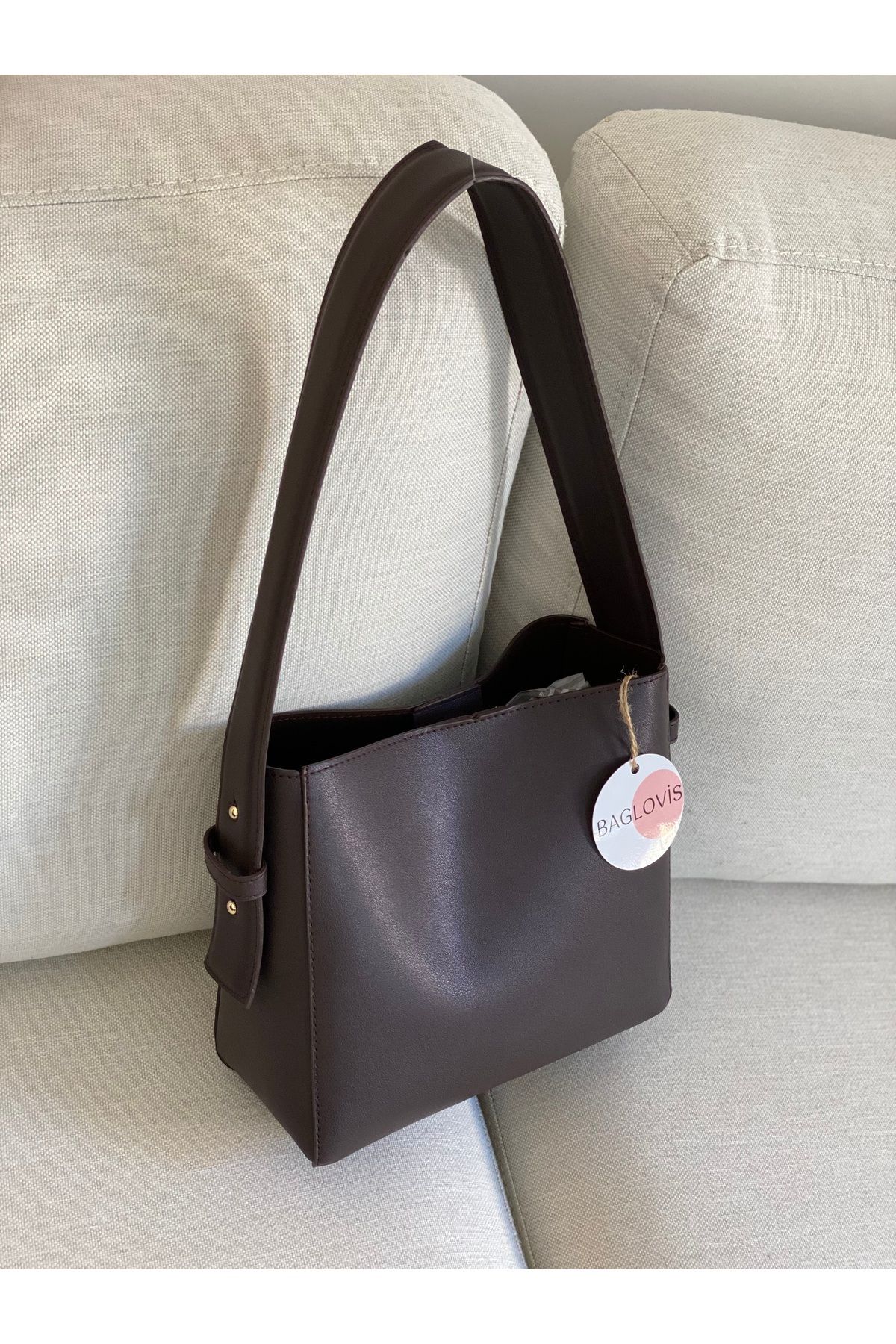 BAGLOVİS Γυναικεια Καφε Τσαντα Ωμου Shopper Με Ρυθμιζομενο Λουρι für Adult Γυναίκα - One Size