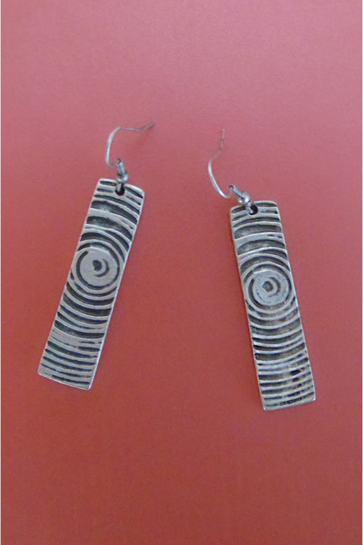 Helle Spice-Antique Look Silver Color Spiral Pattern Stripe Dangle Earrings 4