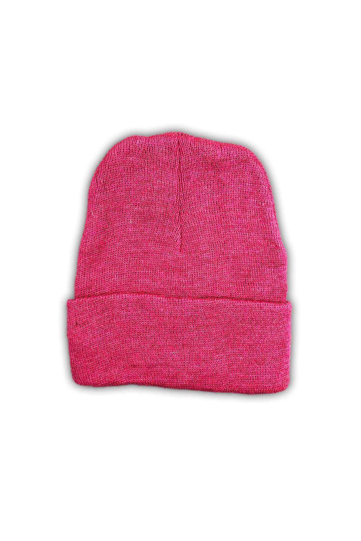 Angoravi Unisex Basic Düz Katlamalı Bere Fuşya