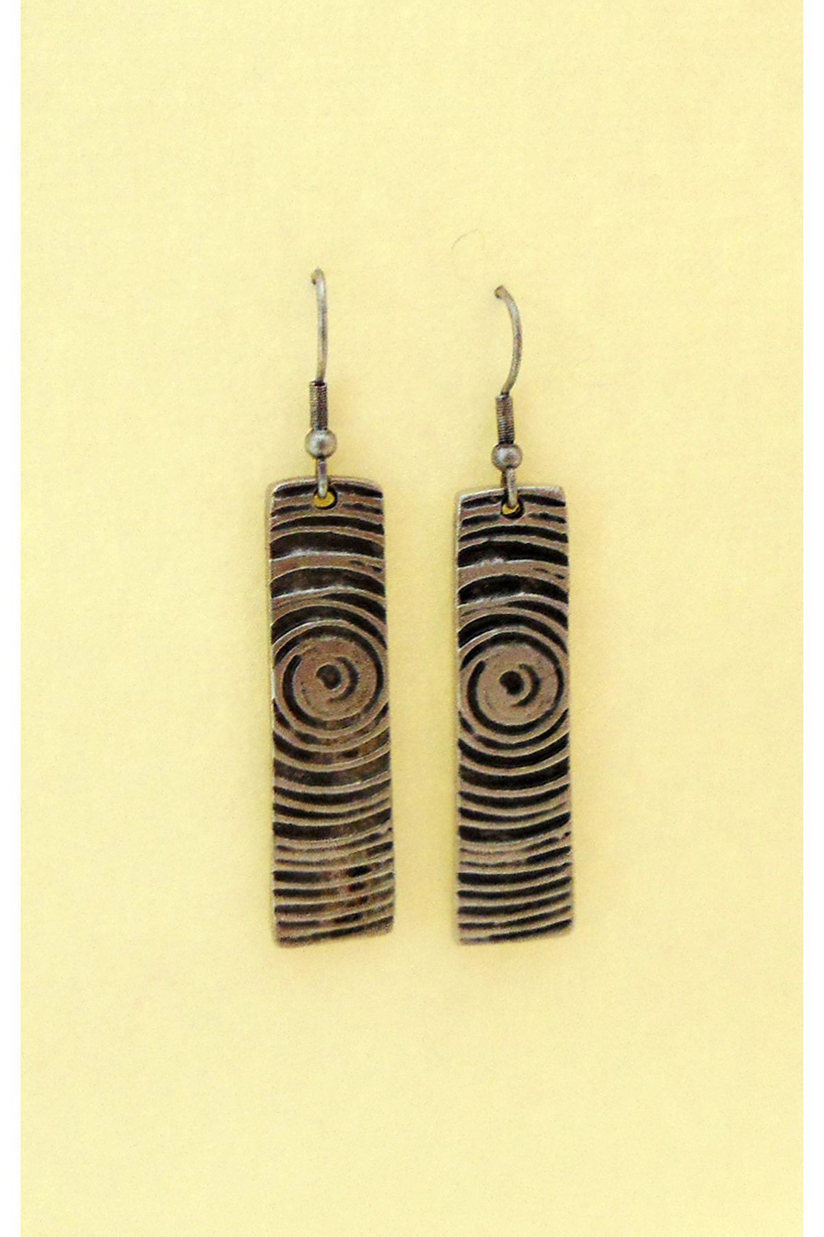 Helle Spice-Antique Look Silver Color Spiral Pattern Stripe Dangle Earrings 3