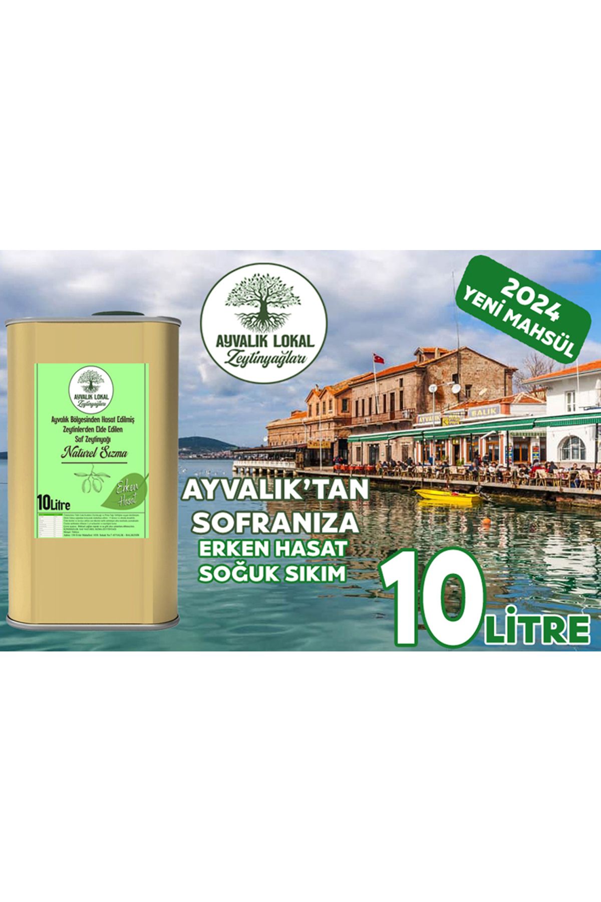 AYVALIK Ayvalık Naturel Sızma Erken Hasat Soğuk Sıkım Zeytinyağı 10 Litre