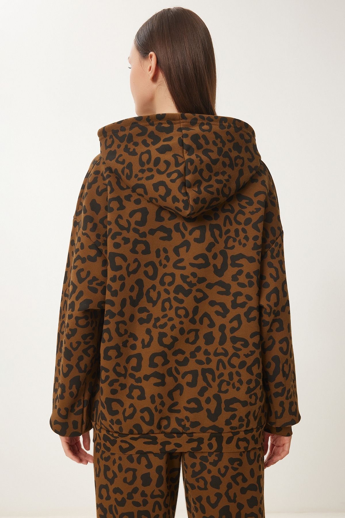 Lovelyİstanbul-Leopard Print Hooded Tracksuit - Brown Black Lfn0075 5