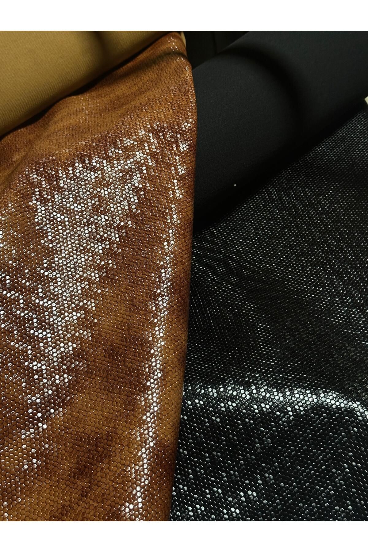 RAVZADERİ-A Quality Shiny Honeycomb Printed Tan Artificial Fabric 50X70 5