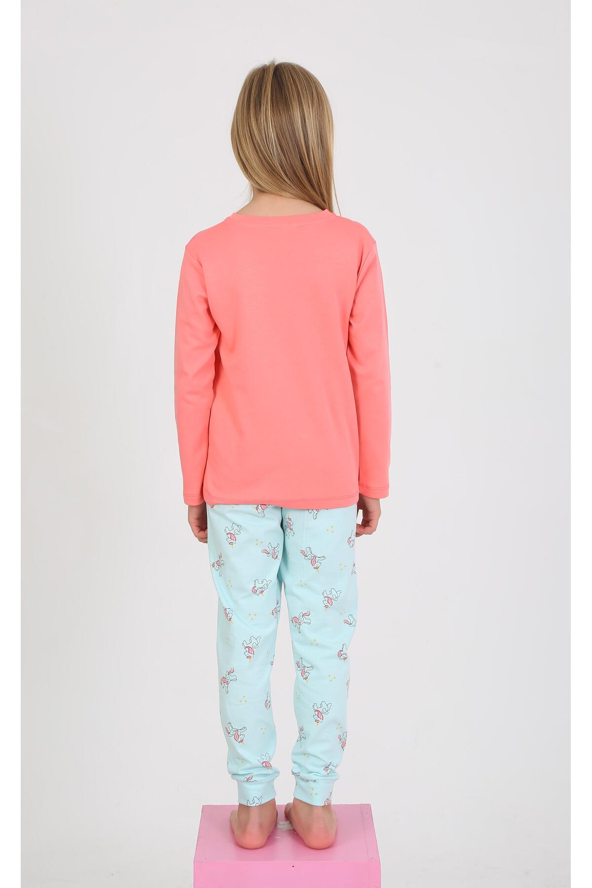 vitmo Kız Çocuk Uzun Kollu %100 Pamuklu Pijama Takımı Happy Princess Nar fotoğrafı 3 (önizleme)