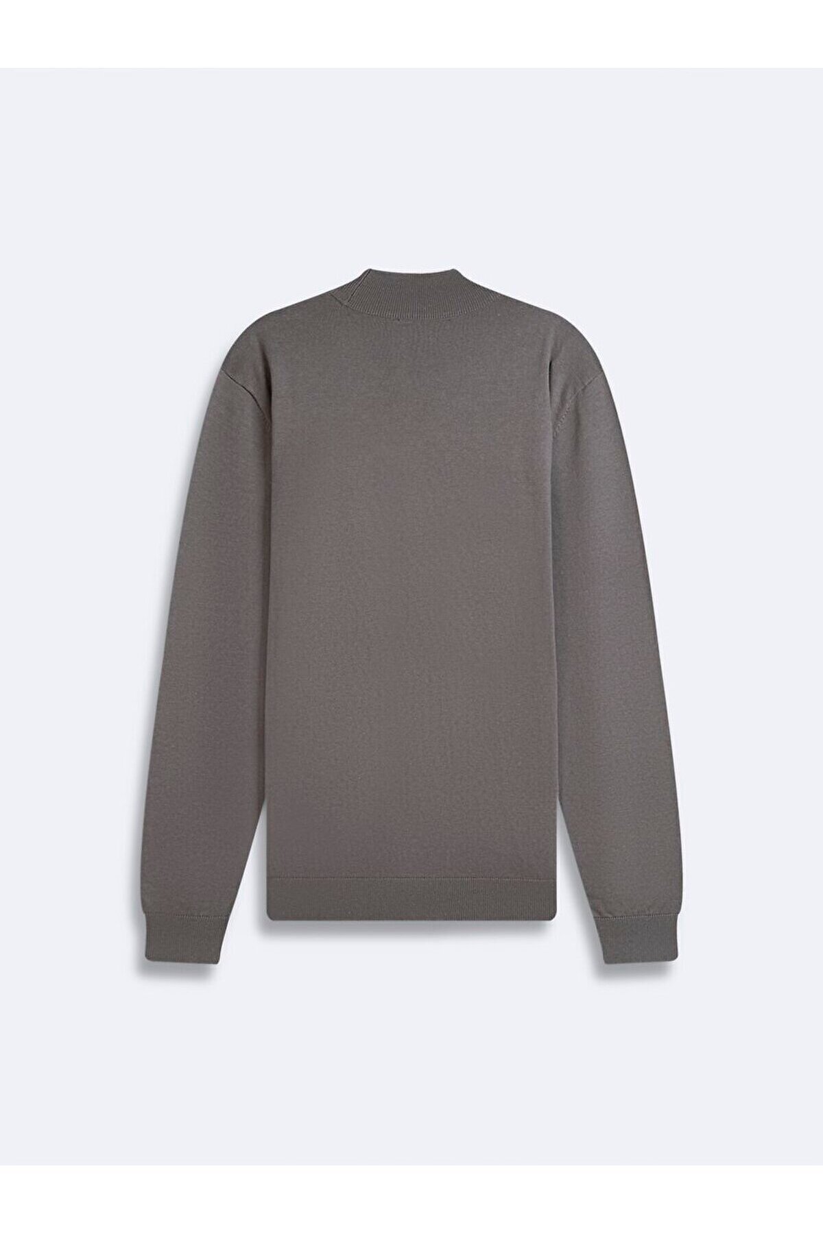 Ltb-Stand Collar Long Sleeve Knitwear Gray Sweater 2