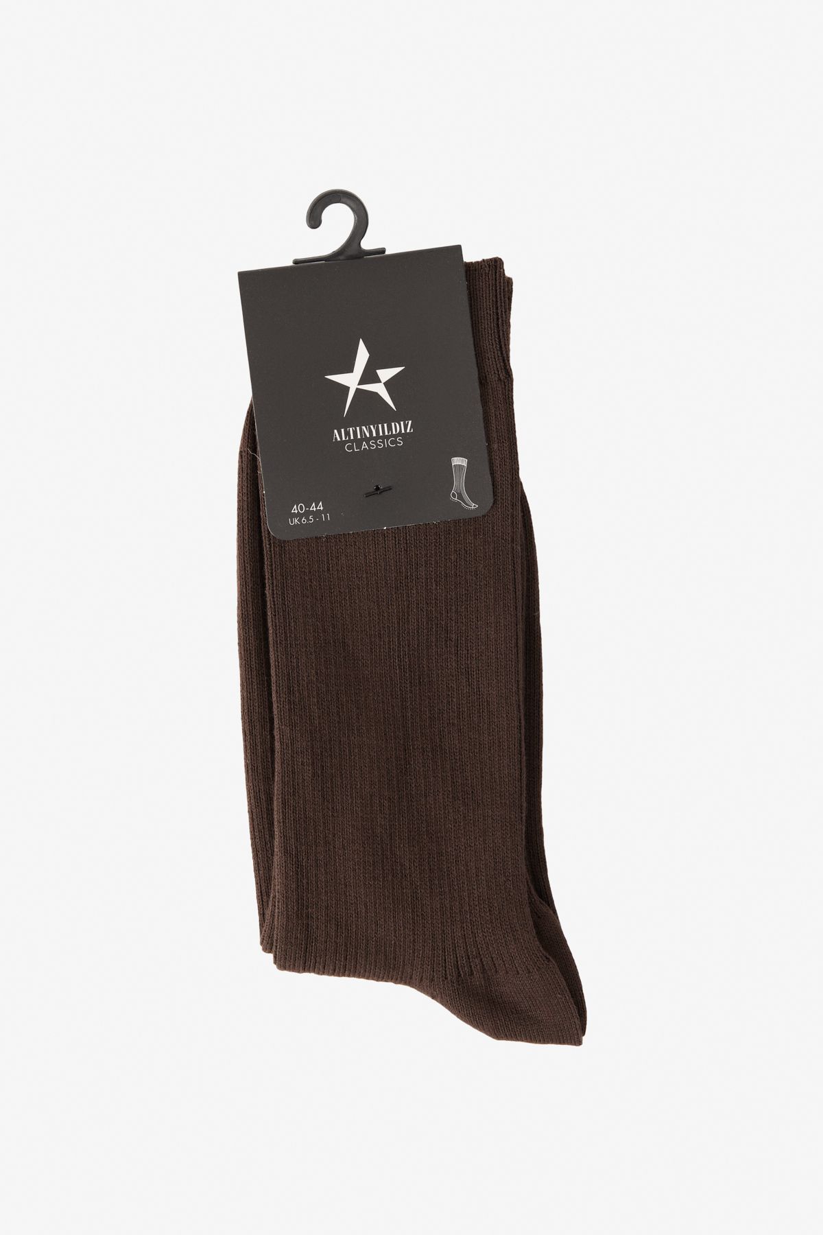 ALTINYILDIZ CLASSICS-Men's Brown Single Ribbed Socks 1