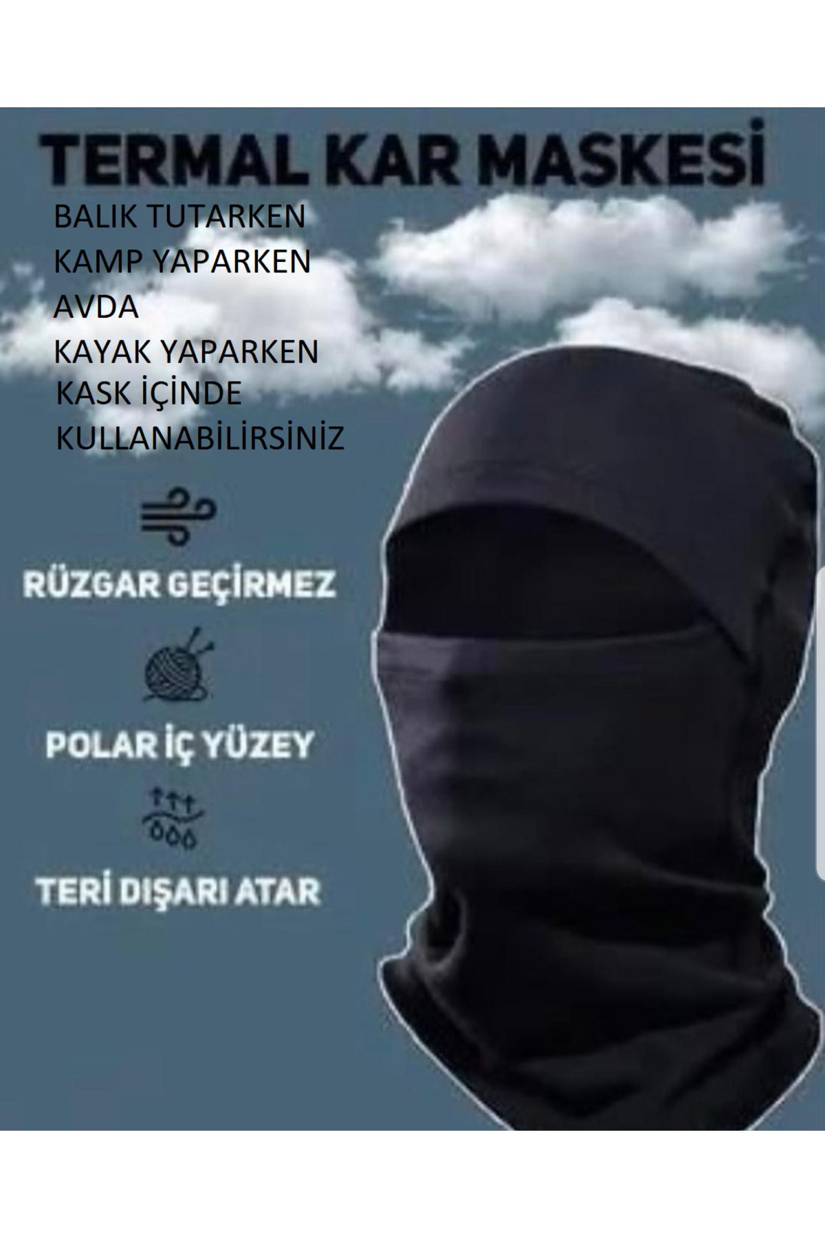 Universal Termal Yüksek Koruma Sağlayan Kar Yüz Maskesi Rüzgar geçirmez Bayan Erkek Balaklava kask içi