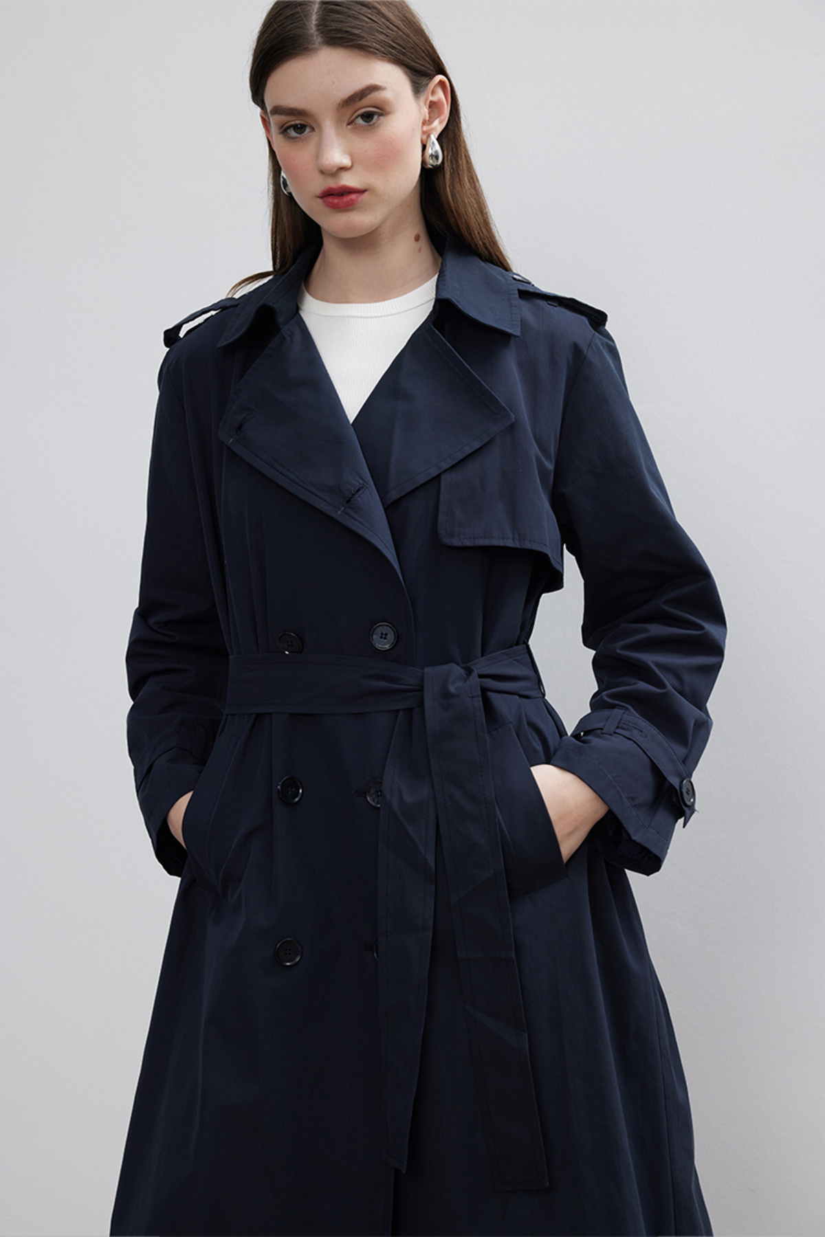 BE BLUE-Trenci clasic albastru bleumarin anilor 90 6