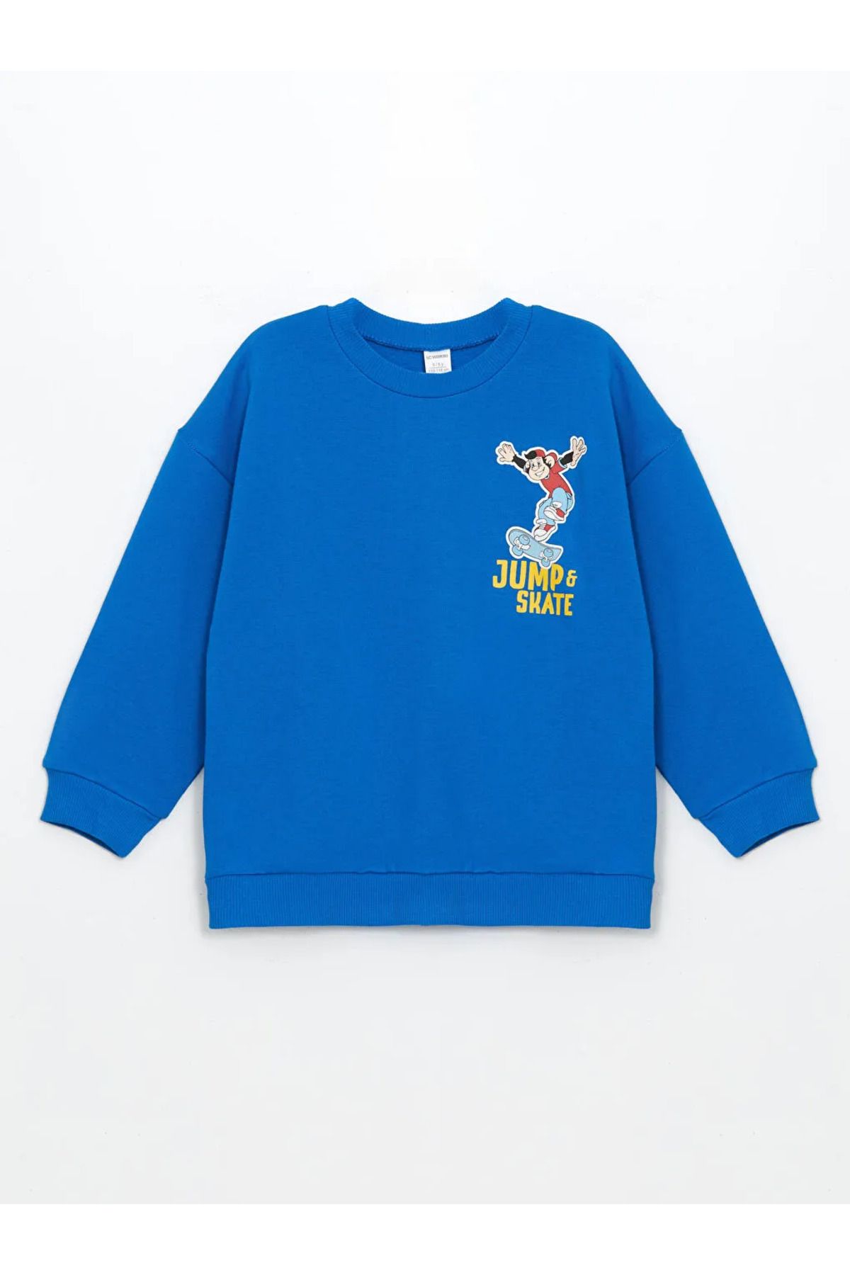 LC Waikiki-Lcw Baby Blue Nostalgic Monkey Printed Boys Sweatshirt 1