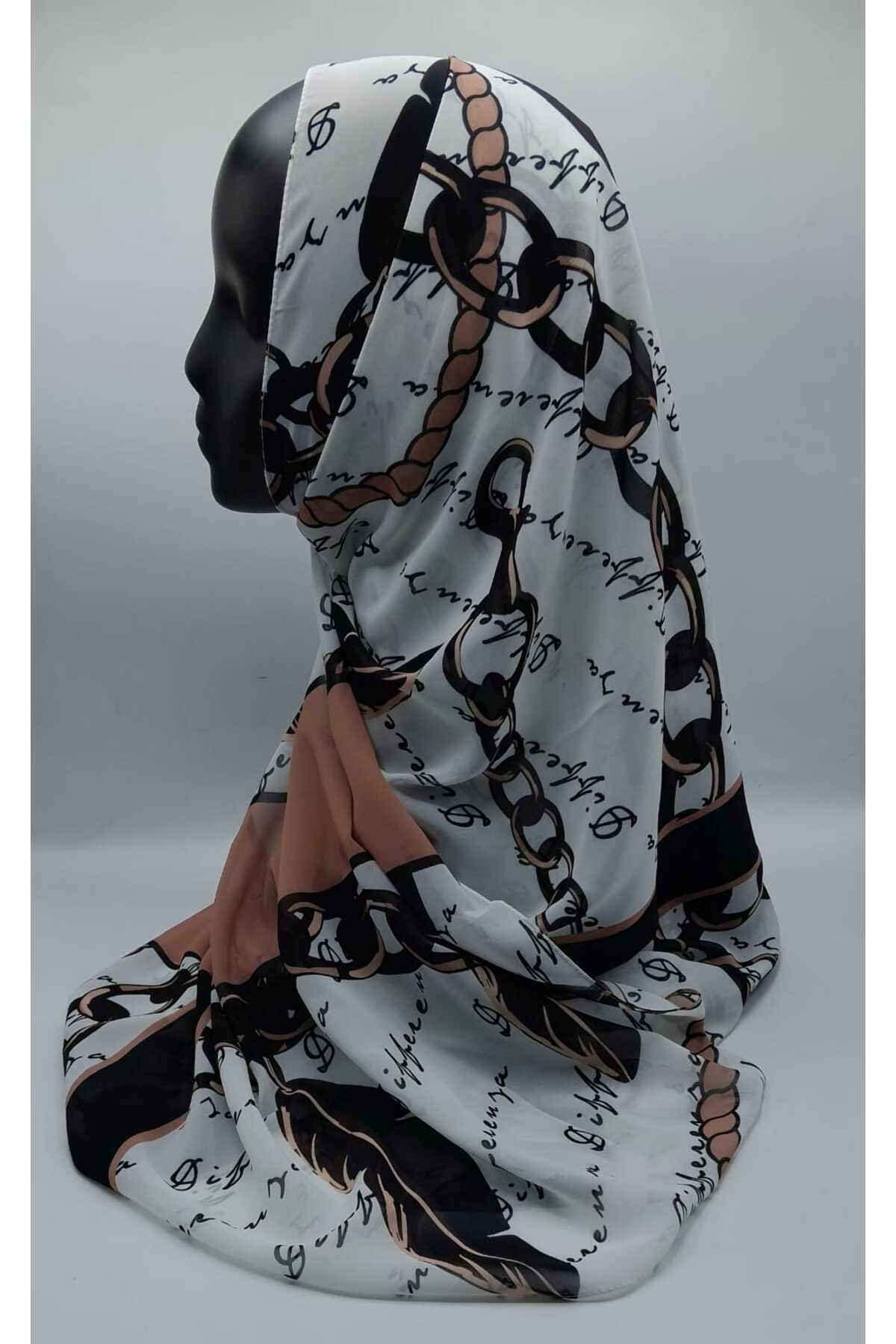 Differenza-White Chain Patterned Shawl 2