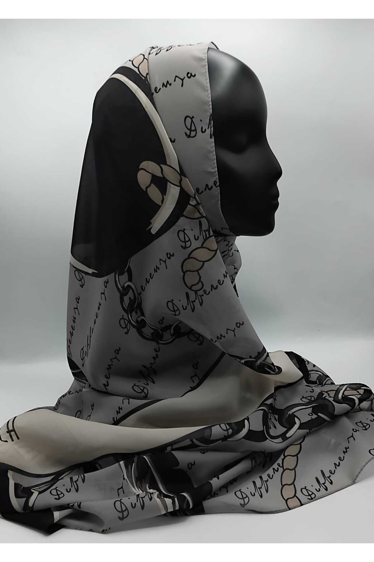 Differenza-Stone Color Chain Patterned Shawl 3