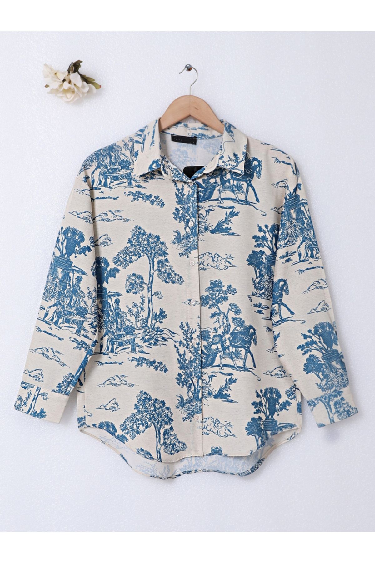 Modamorfo-Tree Figured Linen Shirt 3