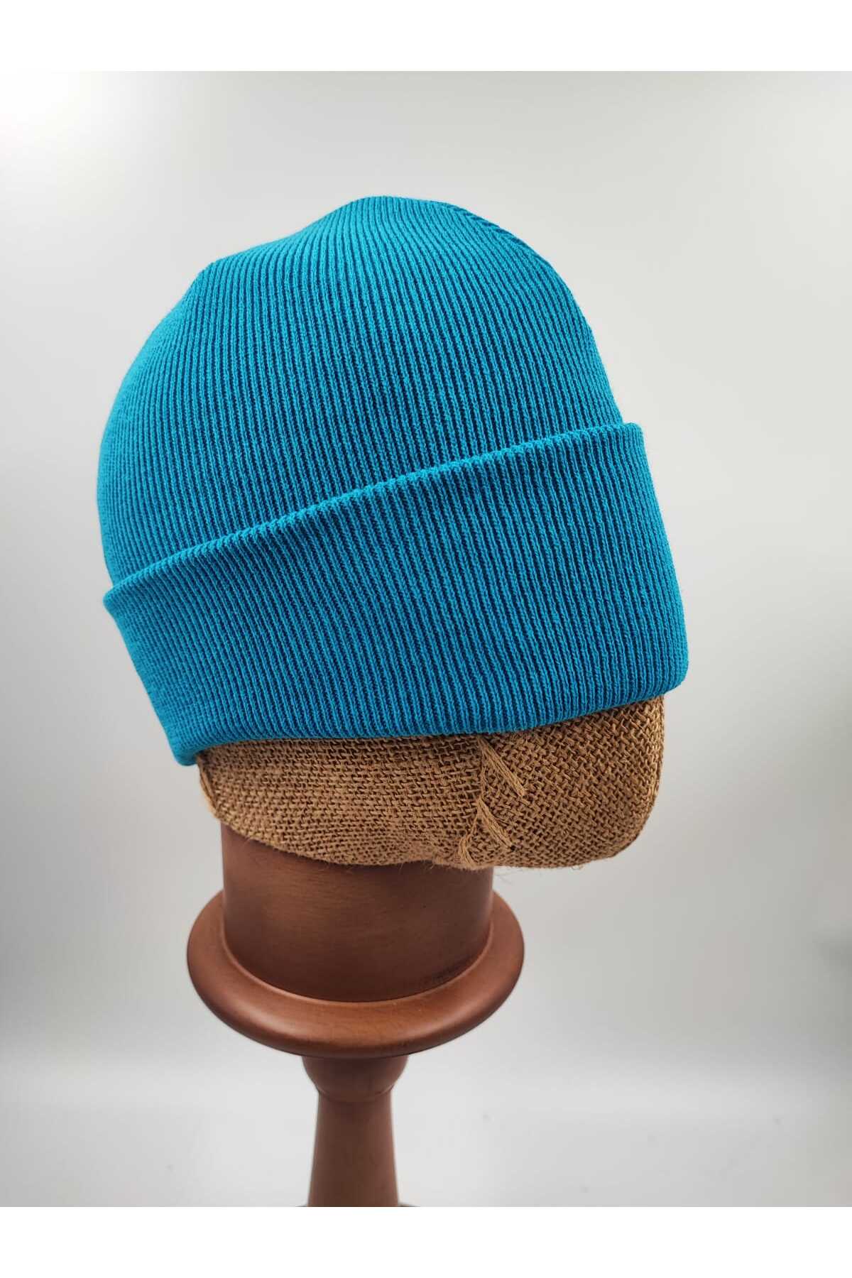 Turquoise Folded Knitwear Beanie