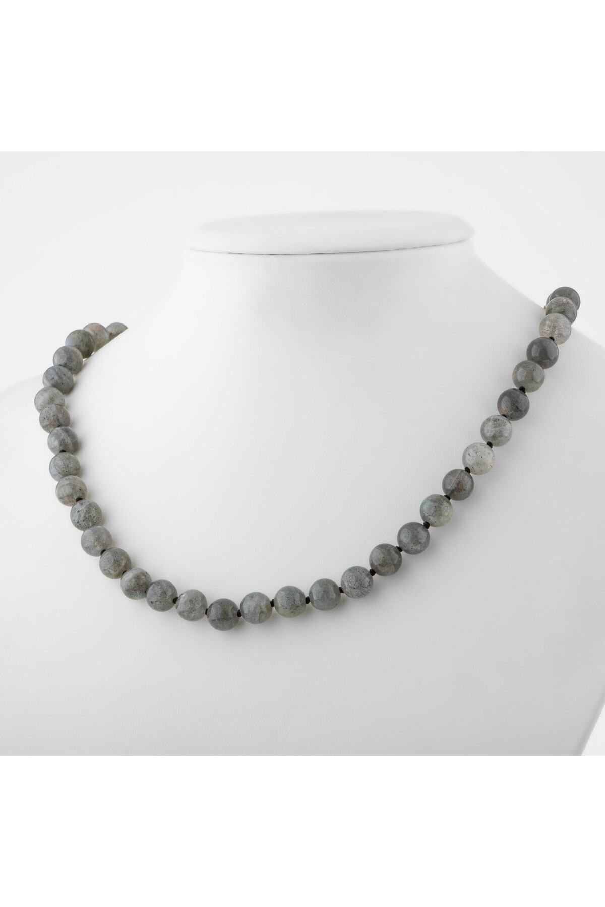 OSMANLI DOĞAL TAŞ-Labradorite 8 Mm Knotted Natural Stone Necklace 3