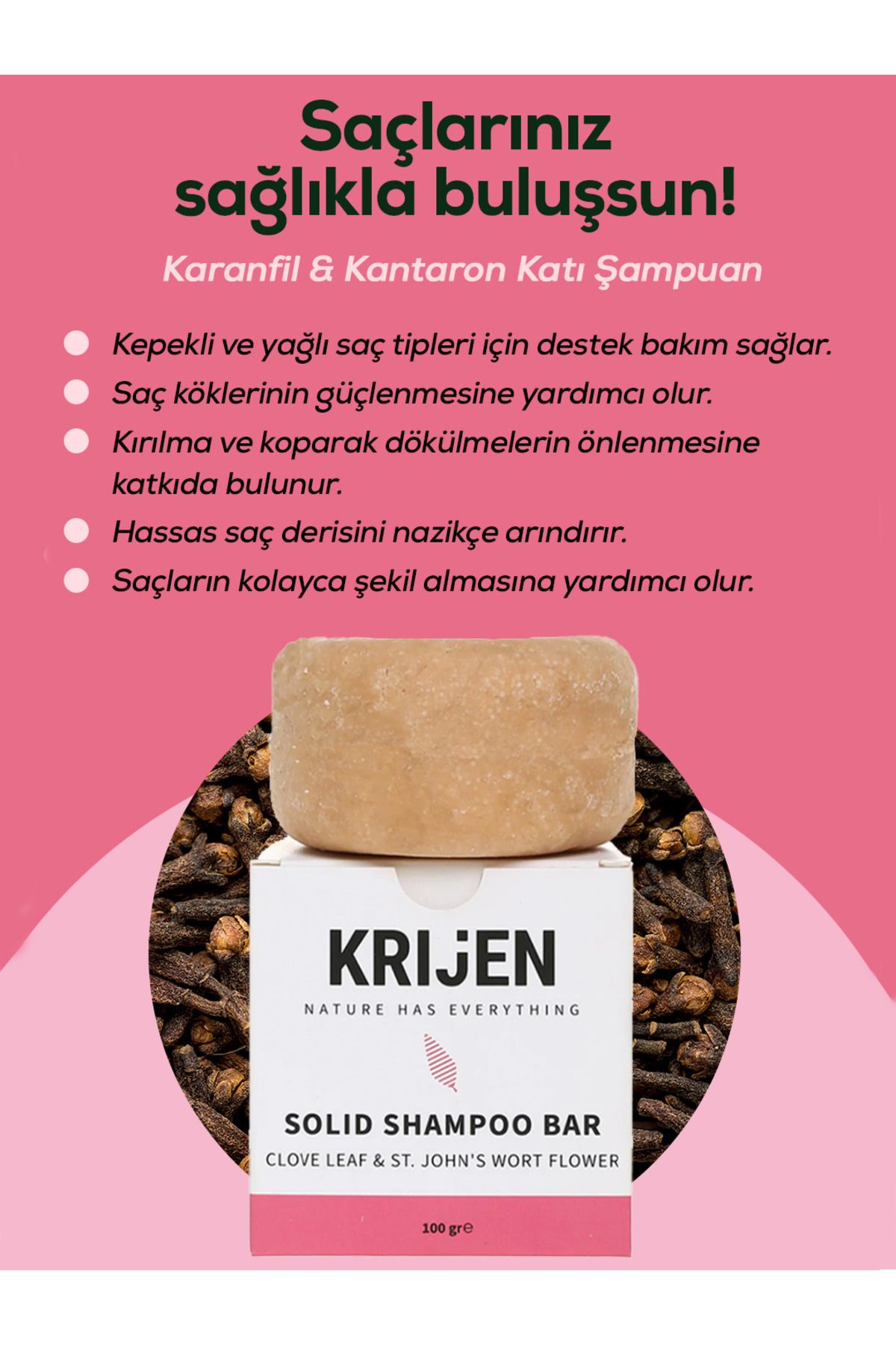 Krijen Karanfil & Kantaron Katı Şampuan 100 gr-4