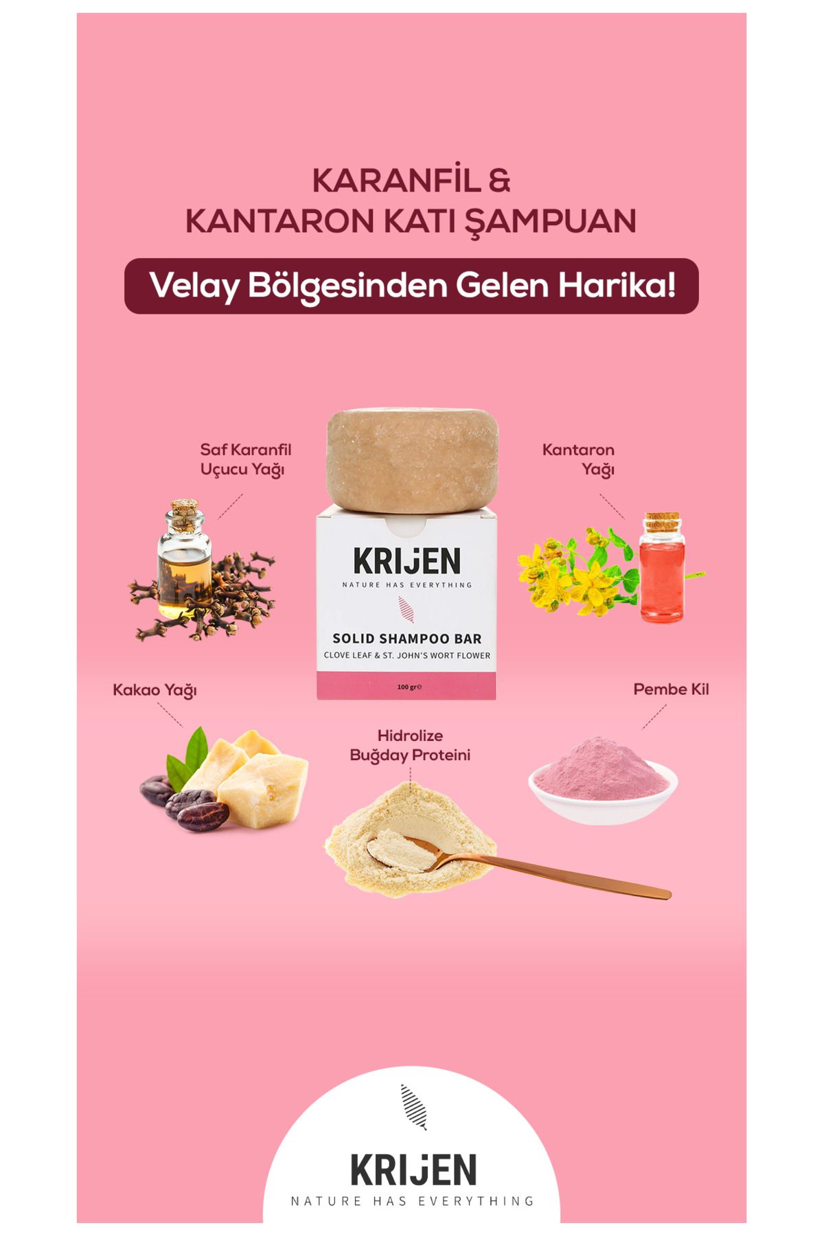 Krijen Karanfil & Kantaron Katı Şampuan 100 gr-3