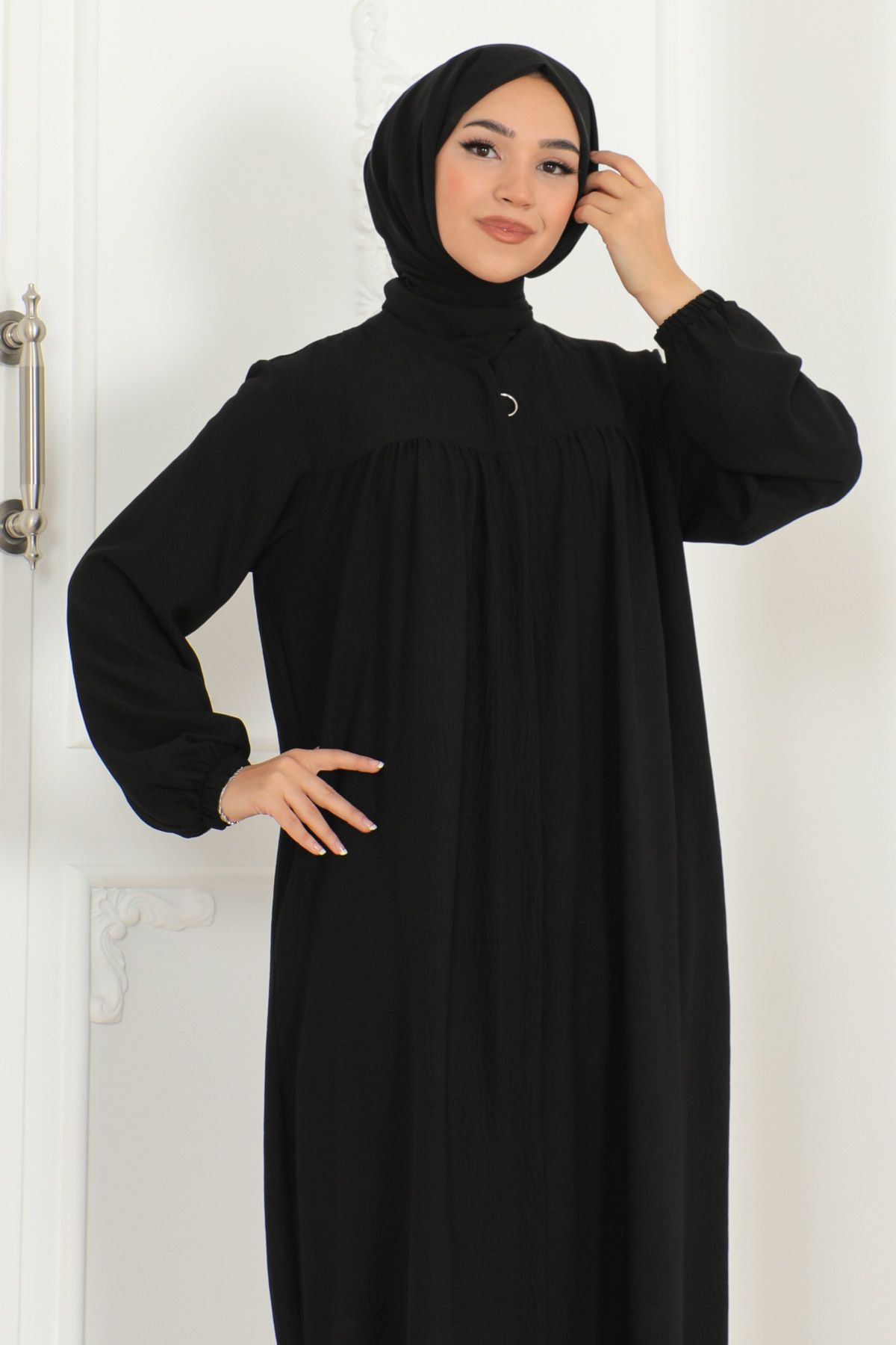 OKTAYUSTA COLLECTION Mevlana Cut Daily Black Abaya با روپوش