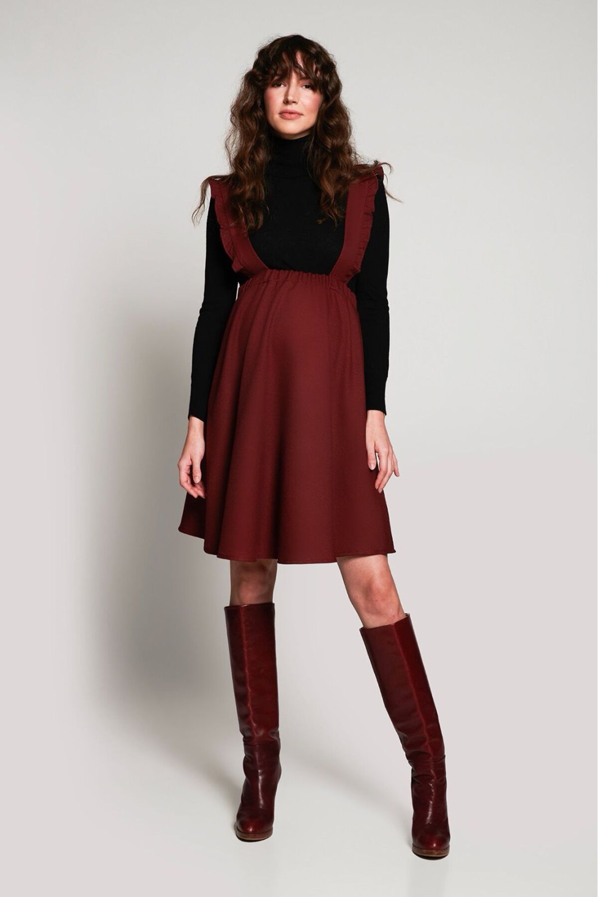 Lyn Mama Scarlett Bordo Hamile Salopet Etek fotoğrafı 2 (önizleme)