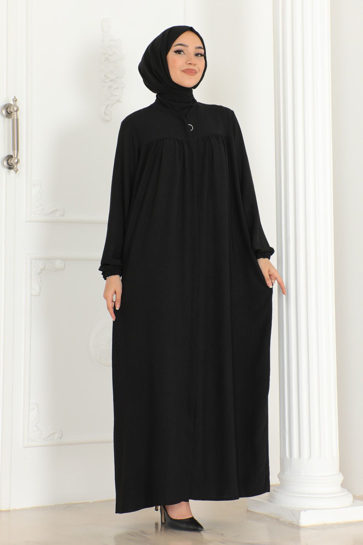 OKTAYUSTA COLLECTION Mevlana Cut Daily Black Abaya با روپوش