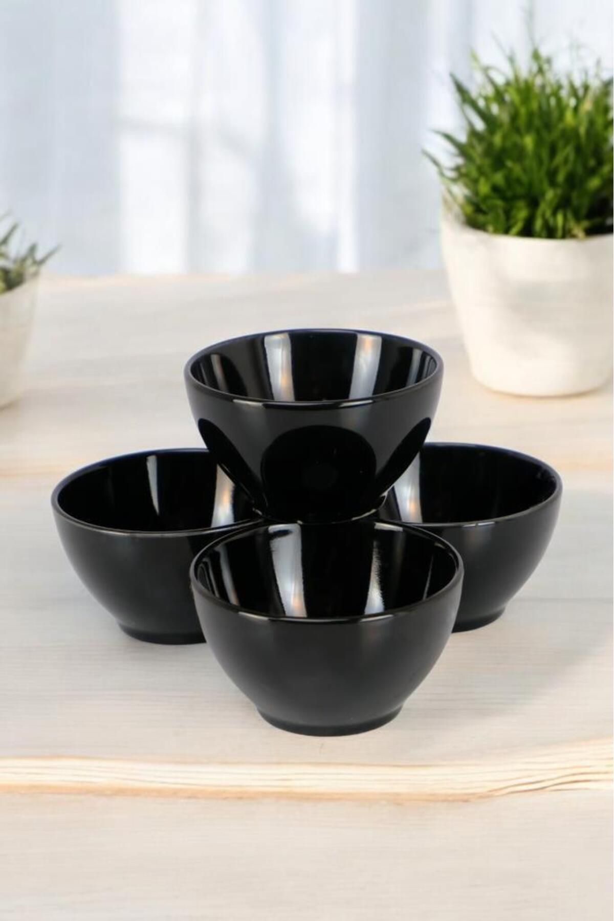 Digithome-10 cm Black Porcelain Snack Bowl Presentation Bowl Set of 4 - Tl 4031049   C320.003 6