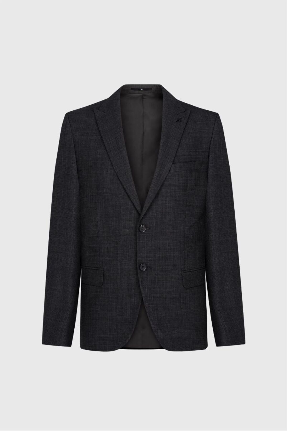 ALTINYILDIZ CLASSICS-Slim Fit Slim Fit Swallow Collar Print Double Pants Black-Gray Suit 1