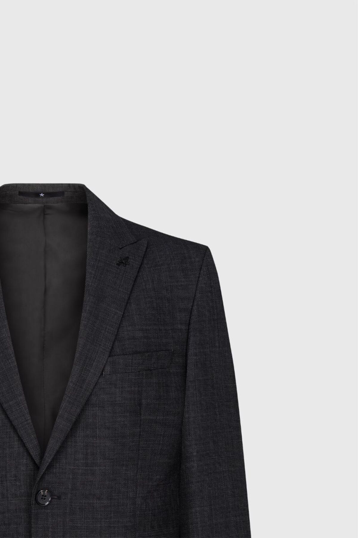 ALTINYILDIZ CLASSICS-Slim Fit Slim Fit Swallow Collar Print Double Pants Black-Gray Suit 3