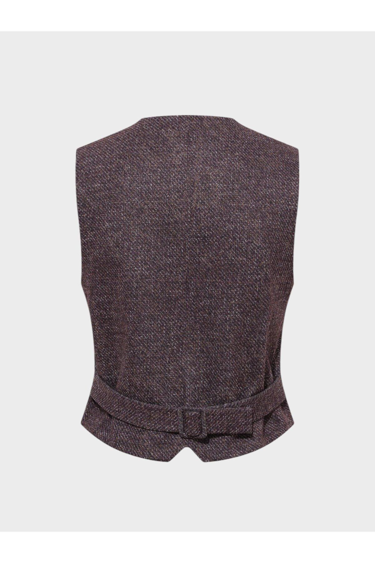 جلیقه بنفش زنانه جزئیات جیب V NECK پین ها Rivus